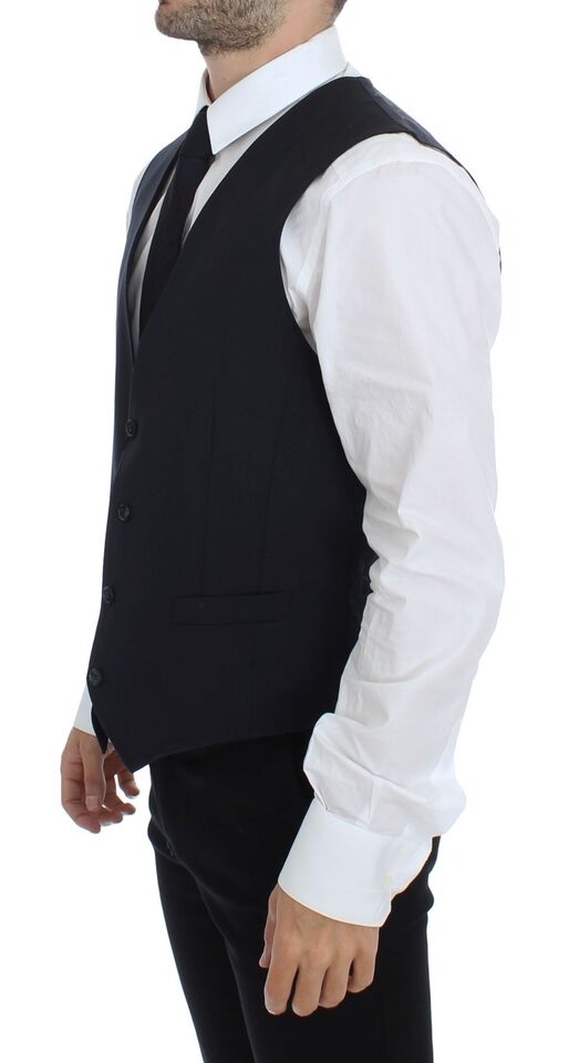 Dolce & Gabbana Blue Cotton Stretch Dress Vest Blazer | Regal Royce