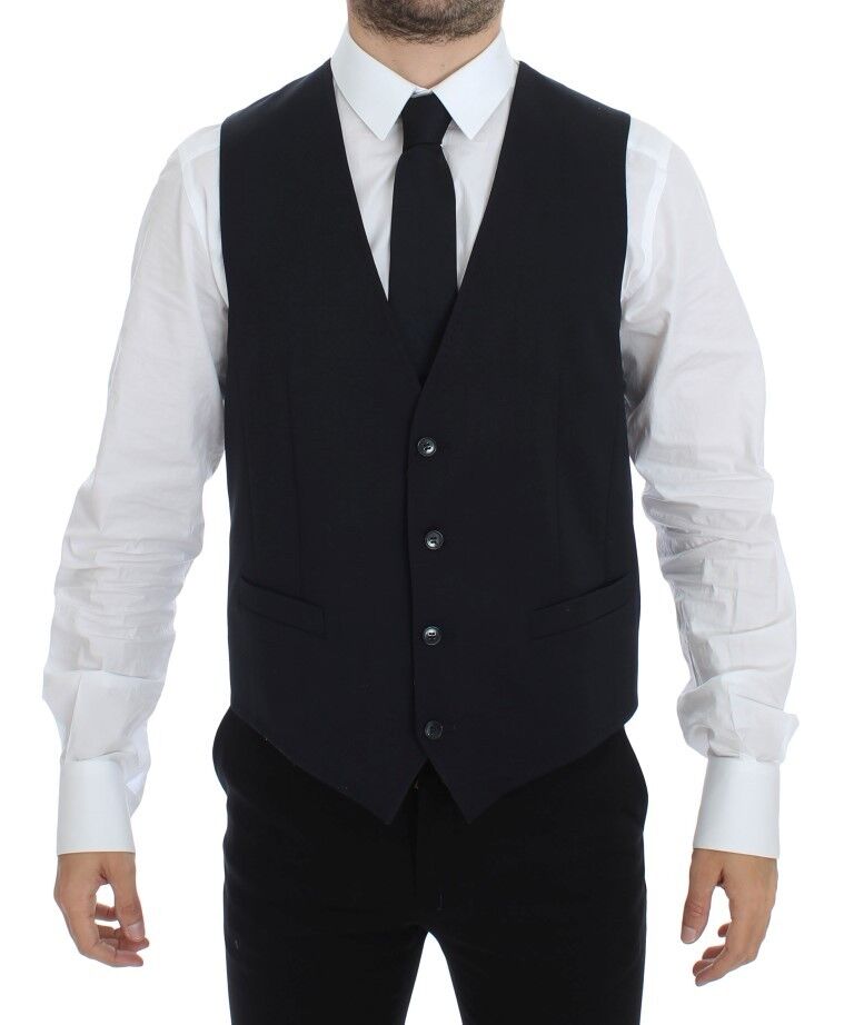 Dolce & Gabbana Blue Cotton Stretch Dress Vest Blazer | Regal Royce