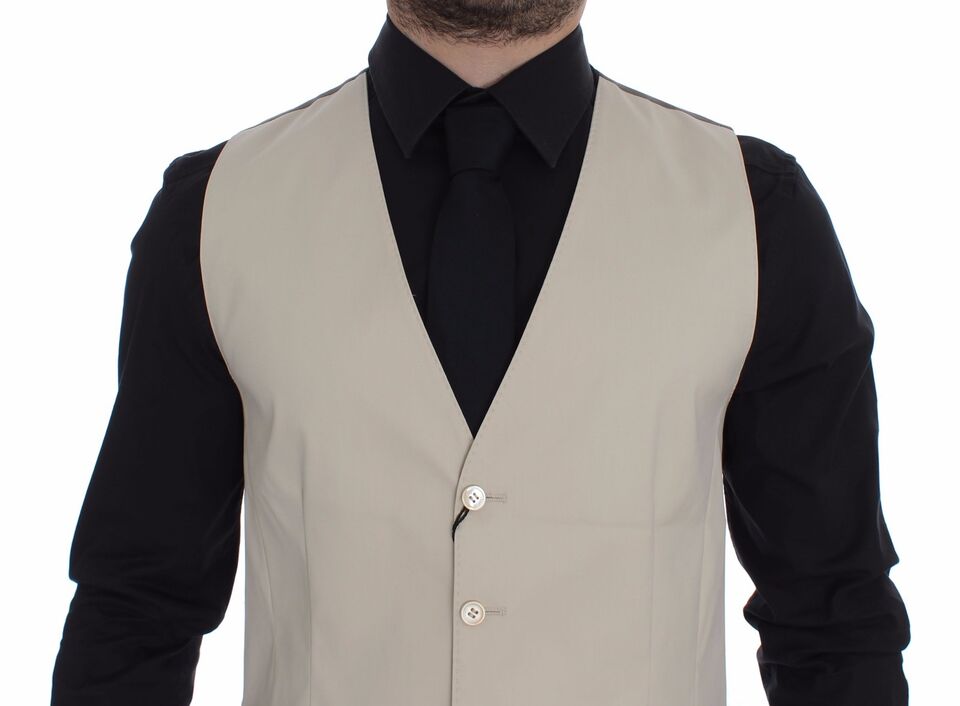 Dolce & Gabbana Beige Cotton Stretch Dress Vest Blazer | Regal Royce