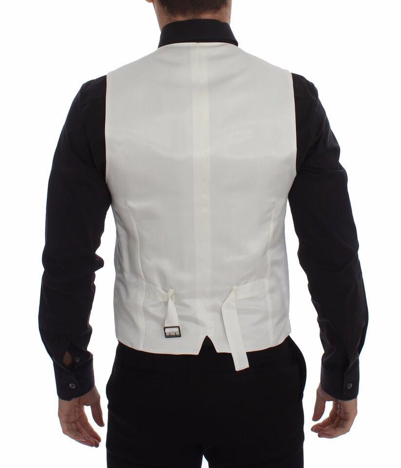 Dolce & Gabbana White Cotton Silk Blend Dress Vest Blazer | Regal Royce