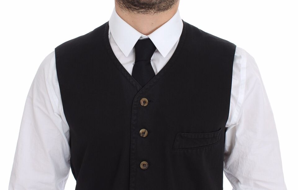 Dolce & Gabbana Black Cotton Viscose Dress Vest Blazer | Regal Royce