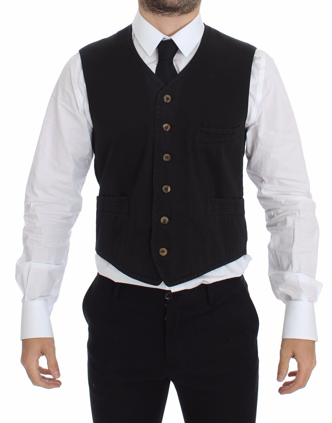 Dolce & Gabbana Black Cotton Viscose Dress Vest Blazer | Regal Royce