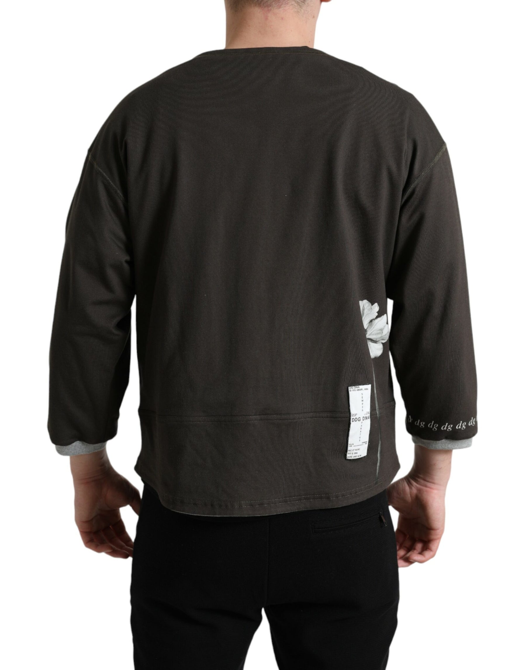 Dolce & Gabbana Dark Gray Cotton Button Down Pullover Sweater | Regal Royce