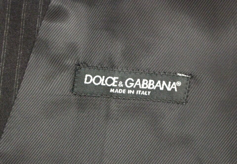 Dolce & Gabbana Black Striped Wool Single Breasted Vest | Regal Royce
