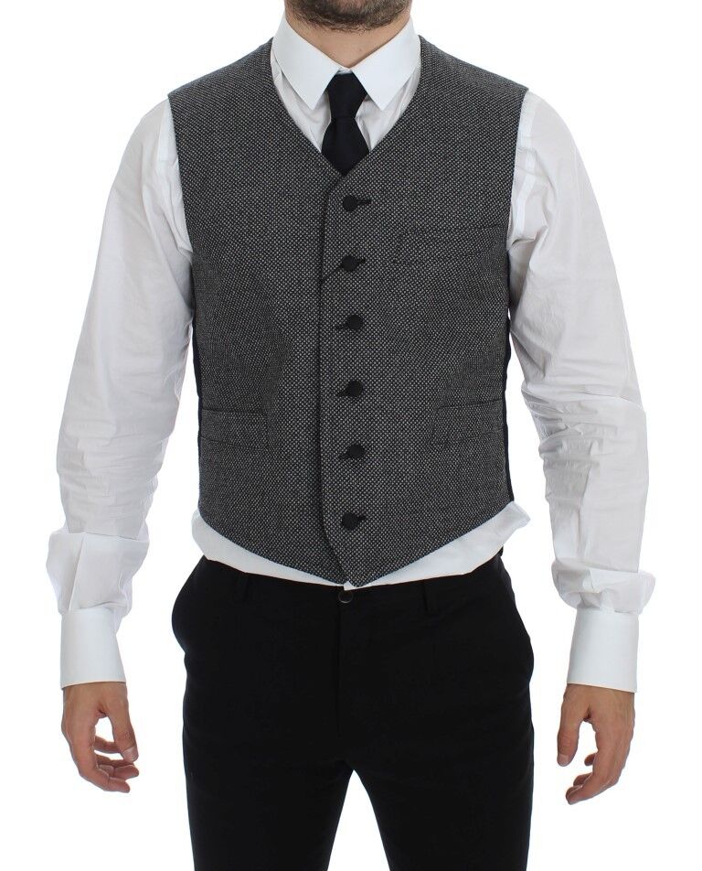 Dolce & Gabbana Gray Cotton Blend Logo Vest Gilet Weste | Regal Royce
