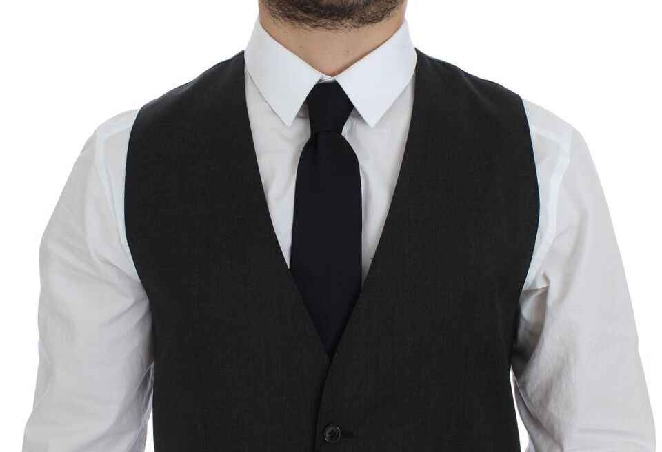 Dolce & Gabbana Gray Wool Formal Dress Vest Gilet Weste | Regal Royce