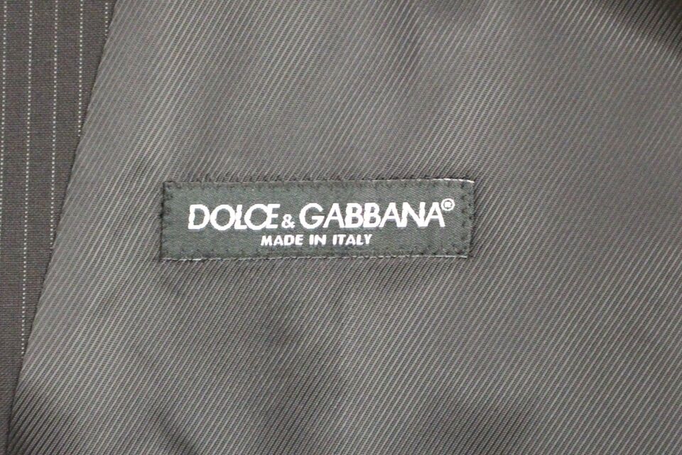 Dolce & Gabbana Black Striped Wool Single Breasted Vest | Regal Royce