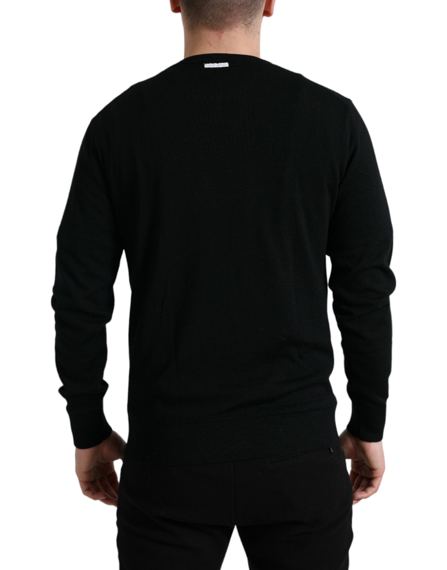 Dolce & Gabbana Black Wool Round Neck Pullover Sweater | Regal Royce