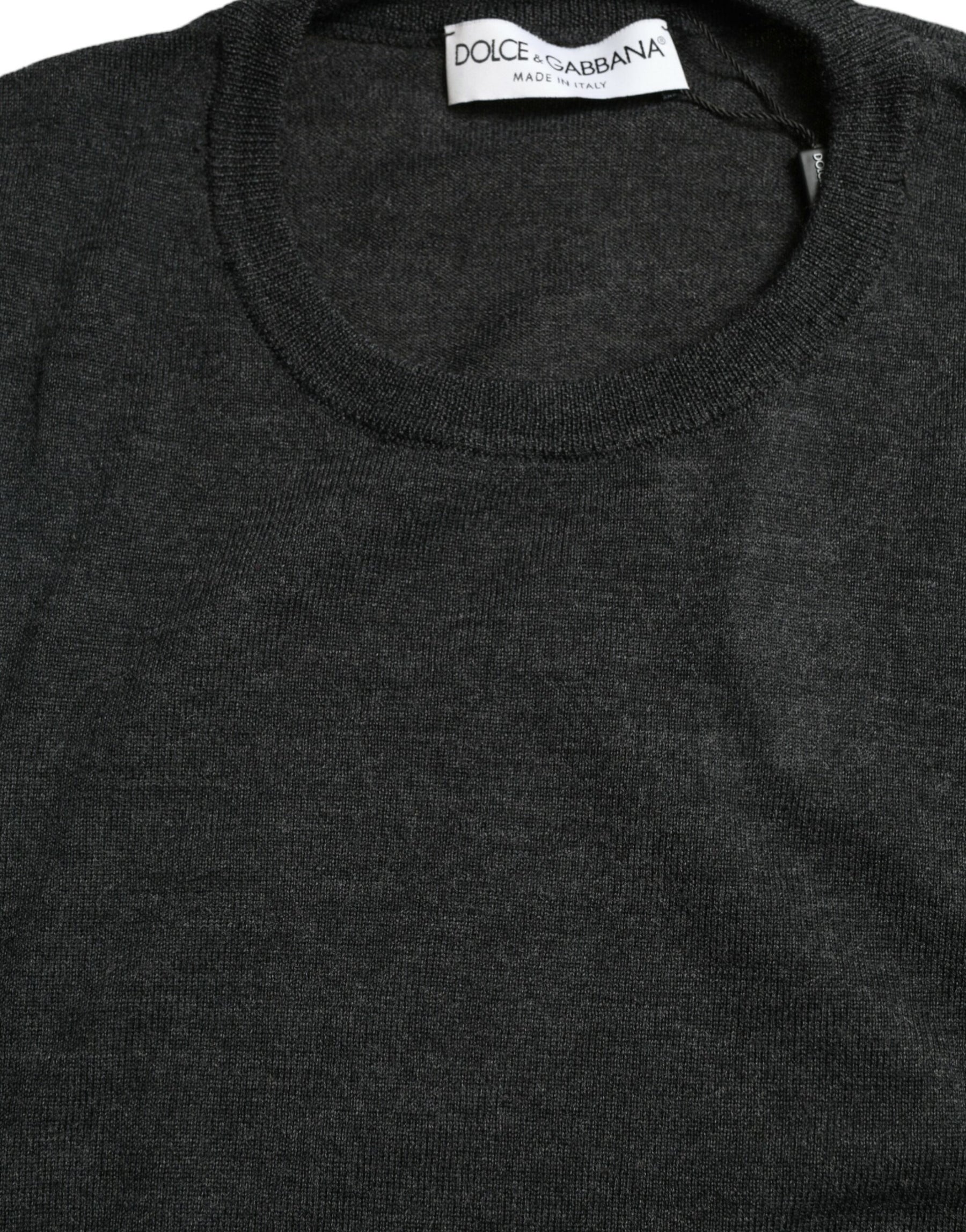 Dolce & Gabbana Gray Wool Round Neck Pullover Sweater | Regal Royce