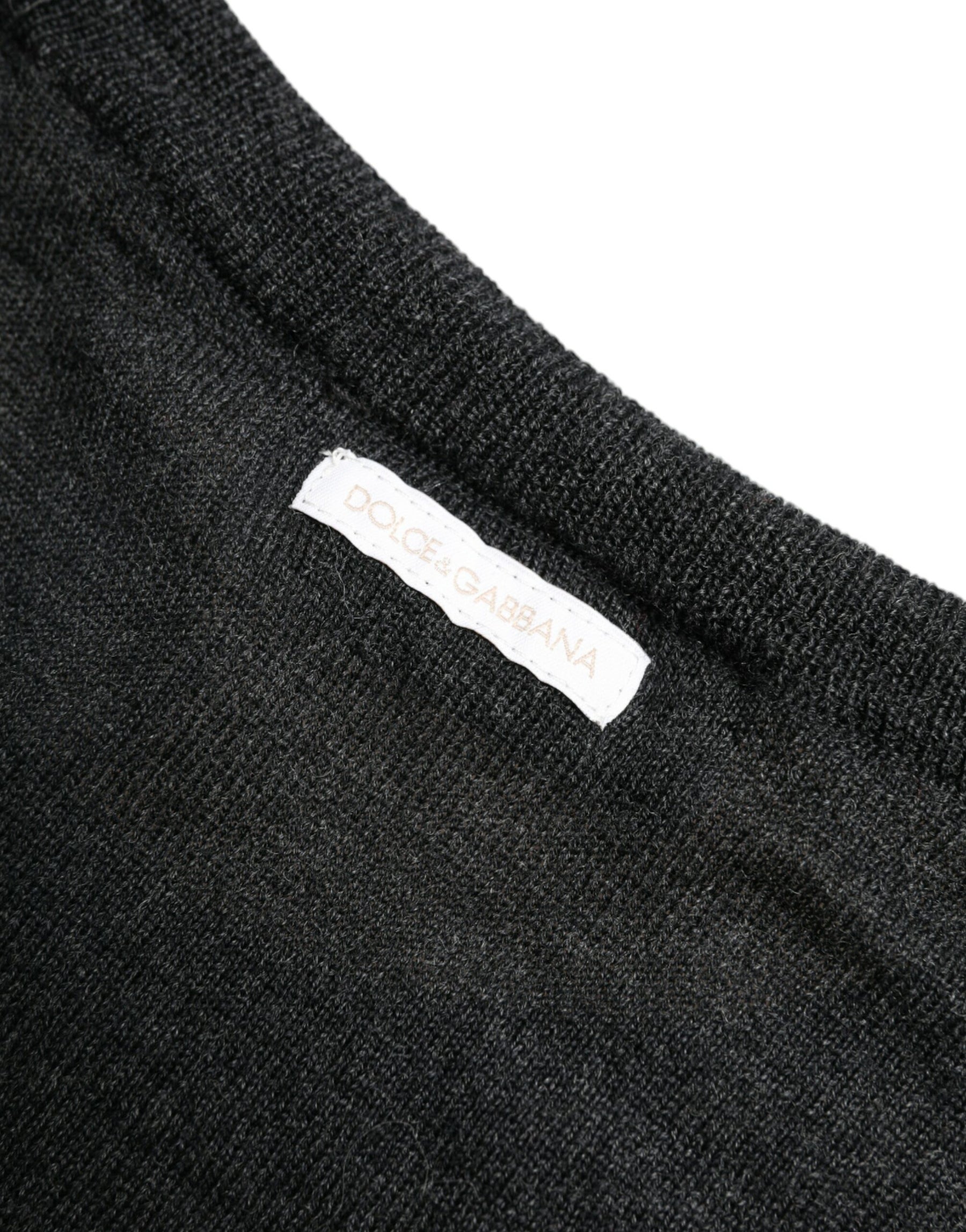 Dolce & Gabbana Gray Wool Round Neck Pullover Sweater | Regal Royce