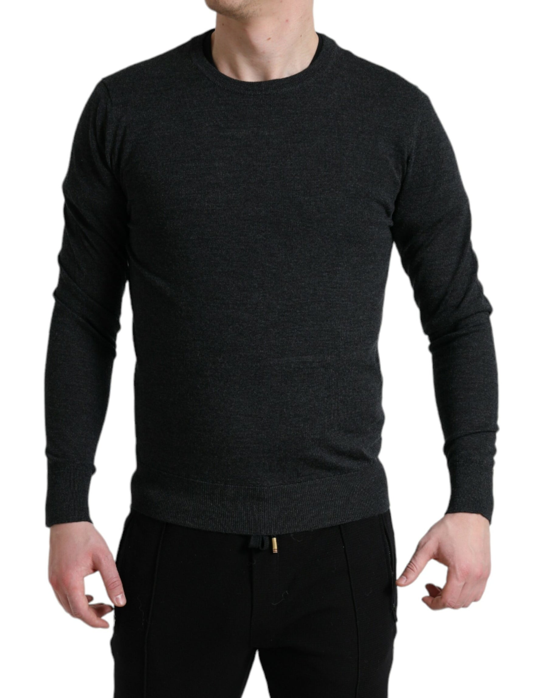 Dolce & Gabbana Gray Wool Round Neck Pullover Sweater | Regal Royce