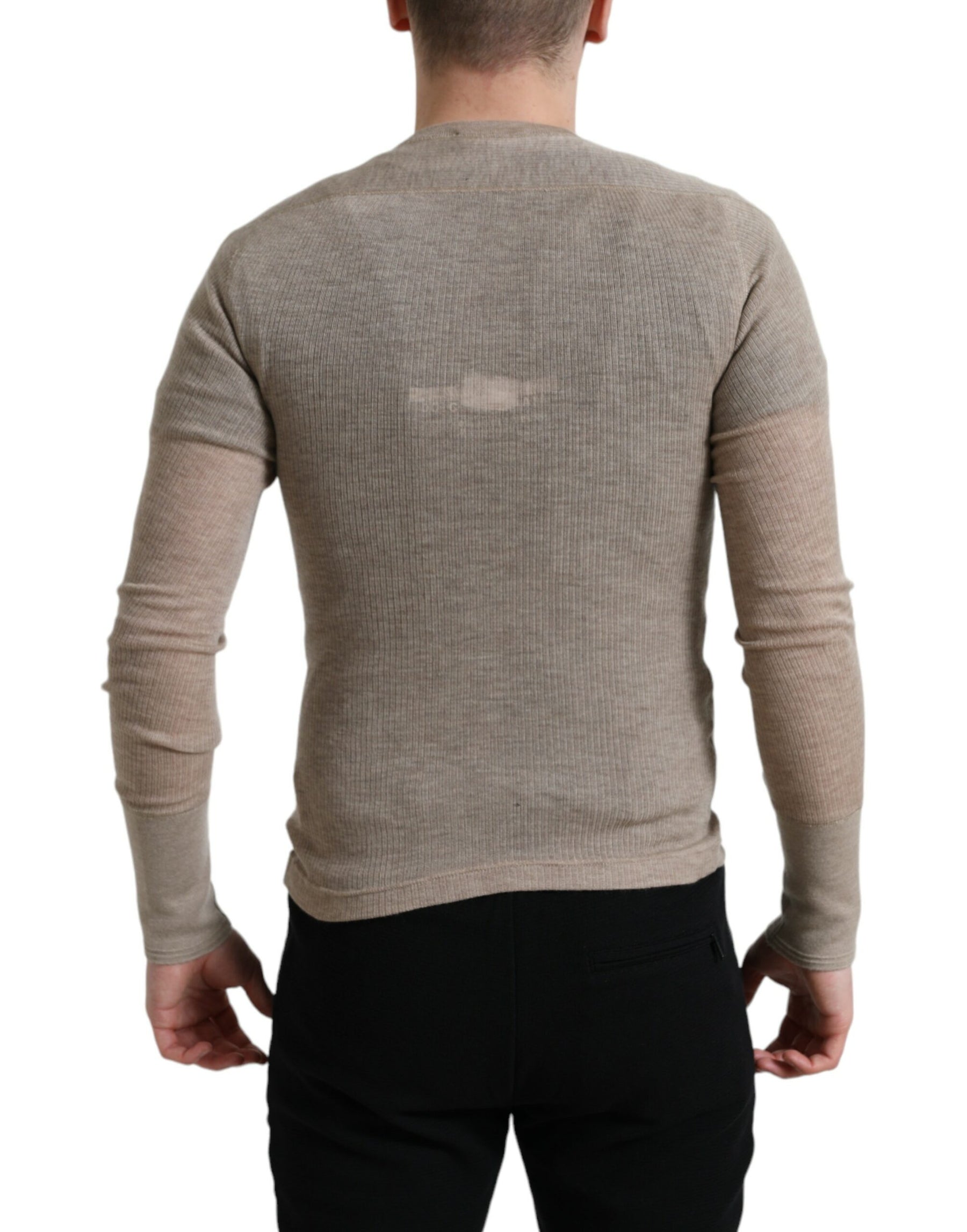 Dolce & Gabbana Henley Pullover Beige Cashmere Sweater | Regal Royce