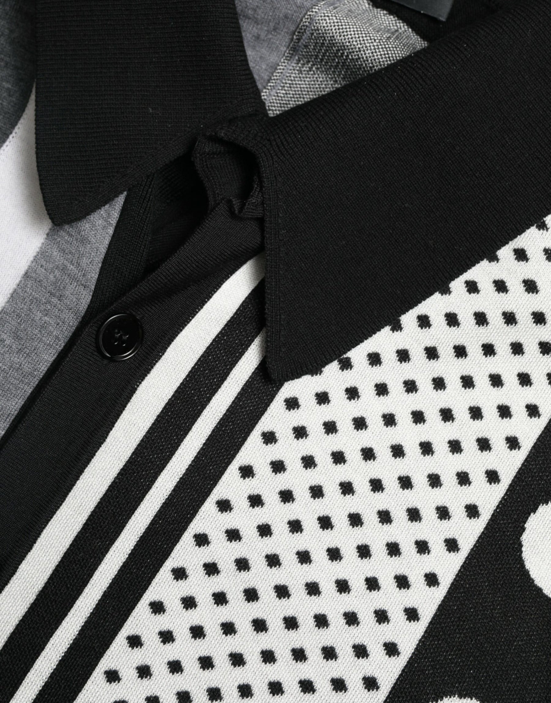 Dolce & Gabbana Black White Jumper Cardigan Polo Sweater | Regal Royce