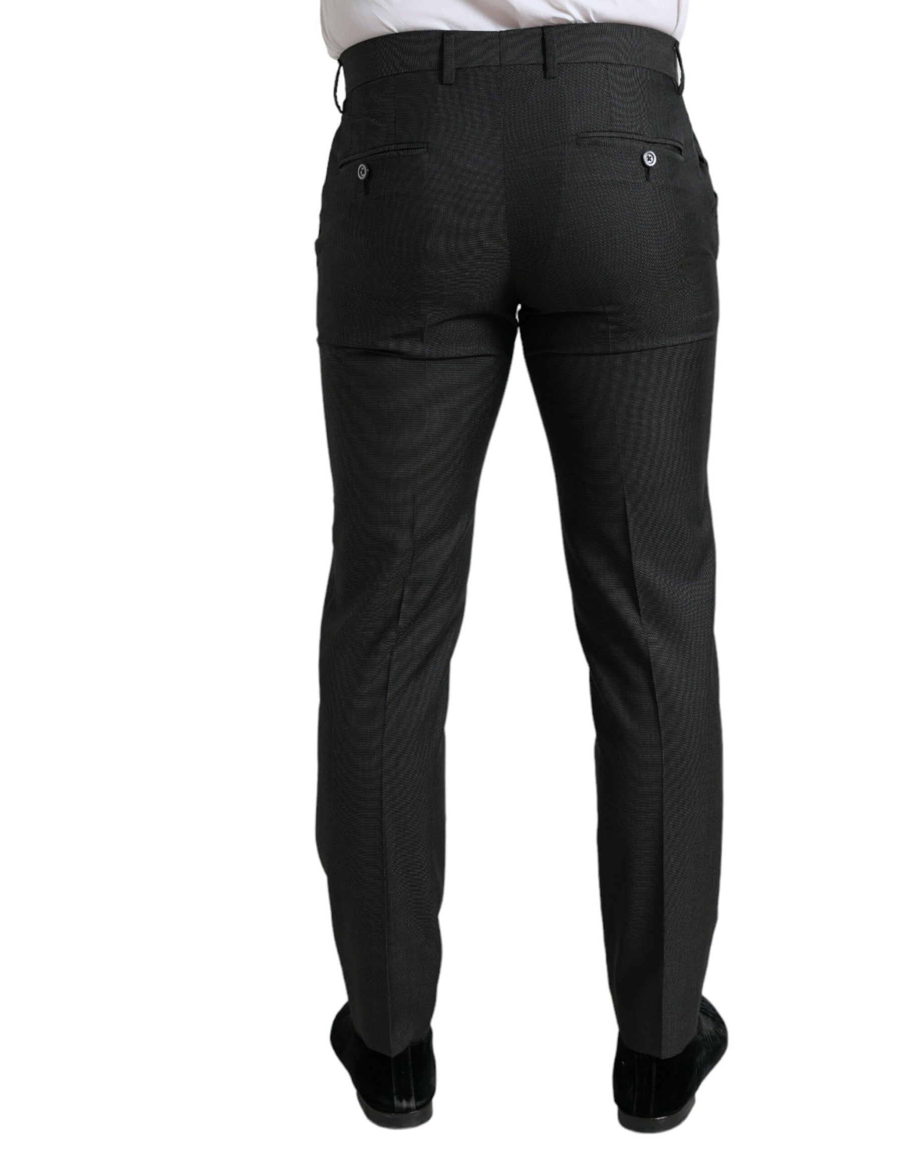 Dolce & Gabbana Dark Gray Stretch Slim Formal Pants | Regal Royce