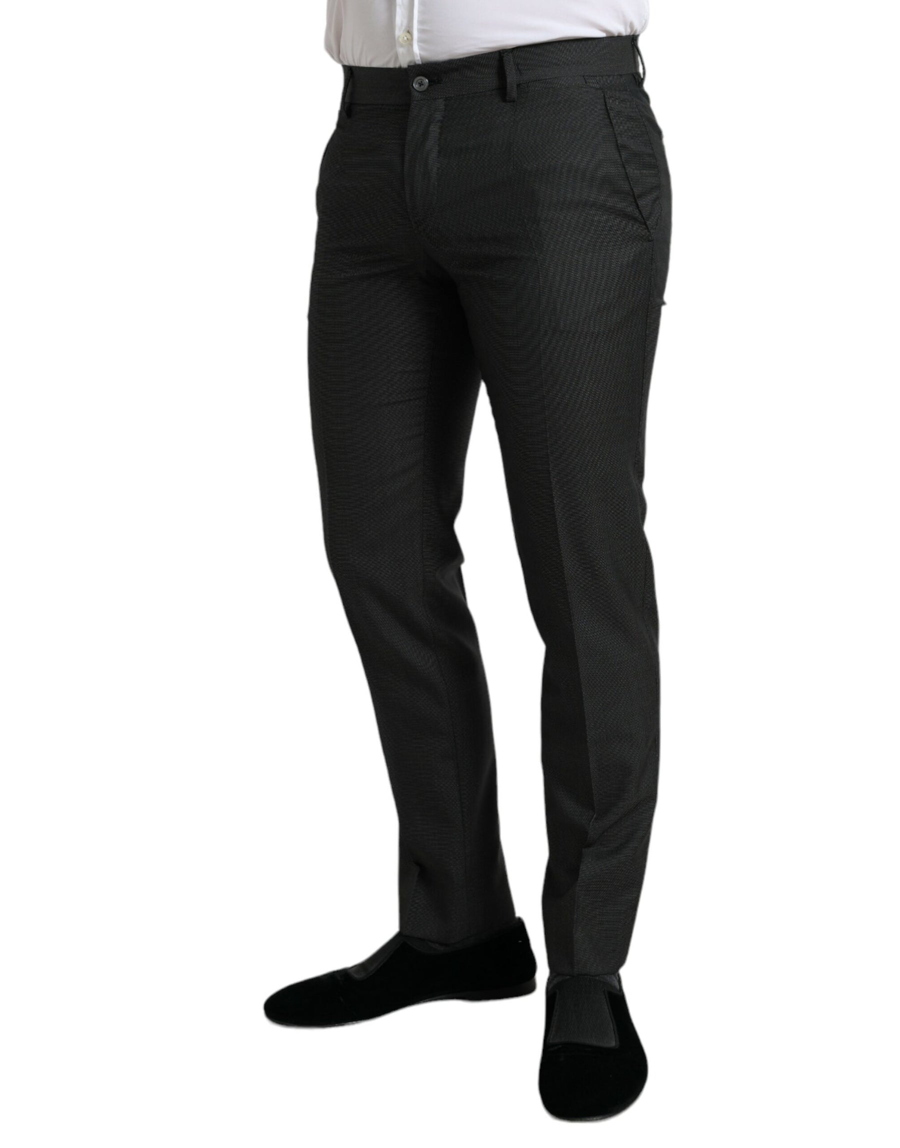 Dolce & Gabbana Dark Gray Stretch Slim Formal Pants | Regal Royce