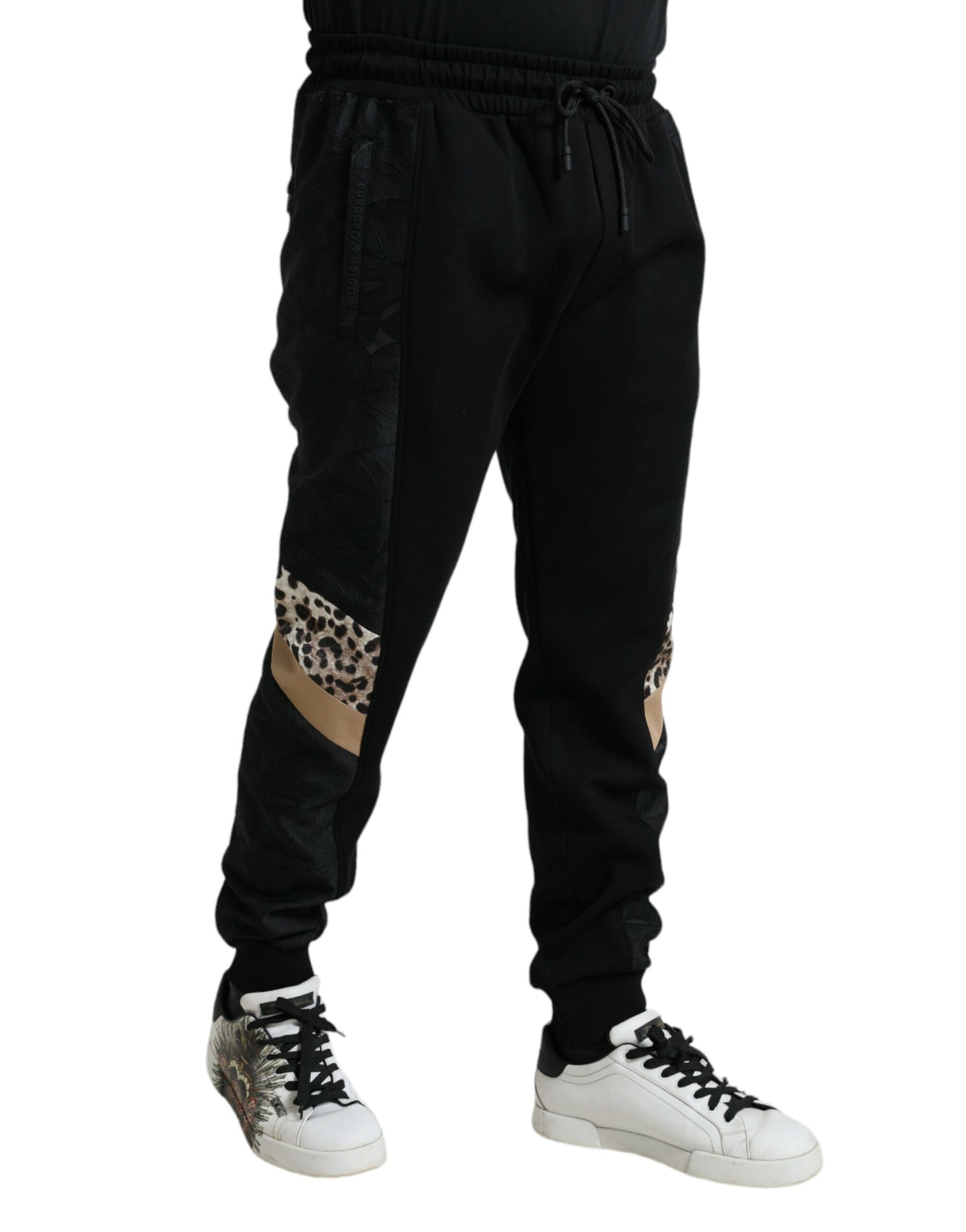 Dolce & Gabbana Black Cotton Slim Stretch Jogger Pants | Regal Royce