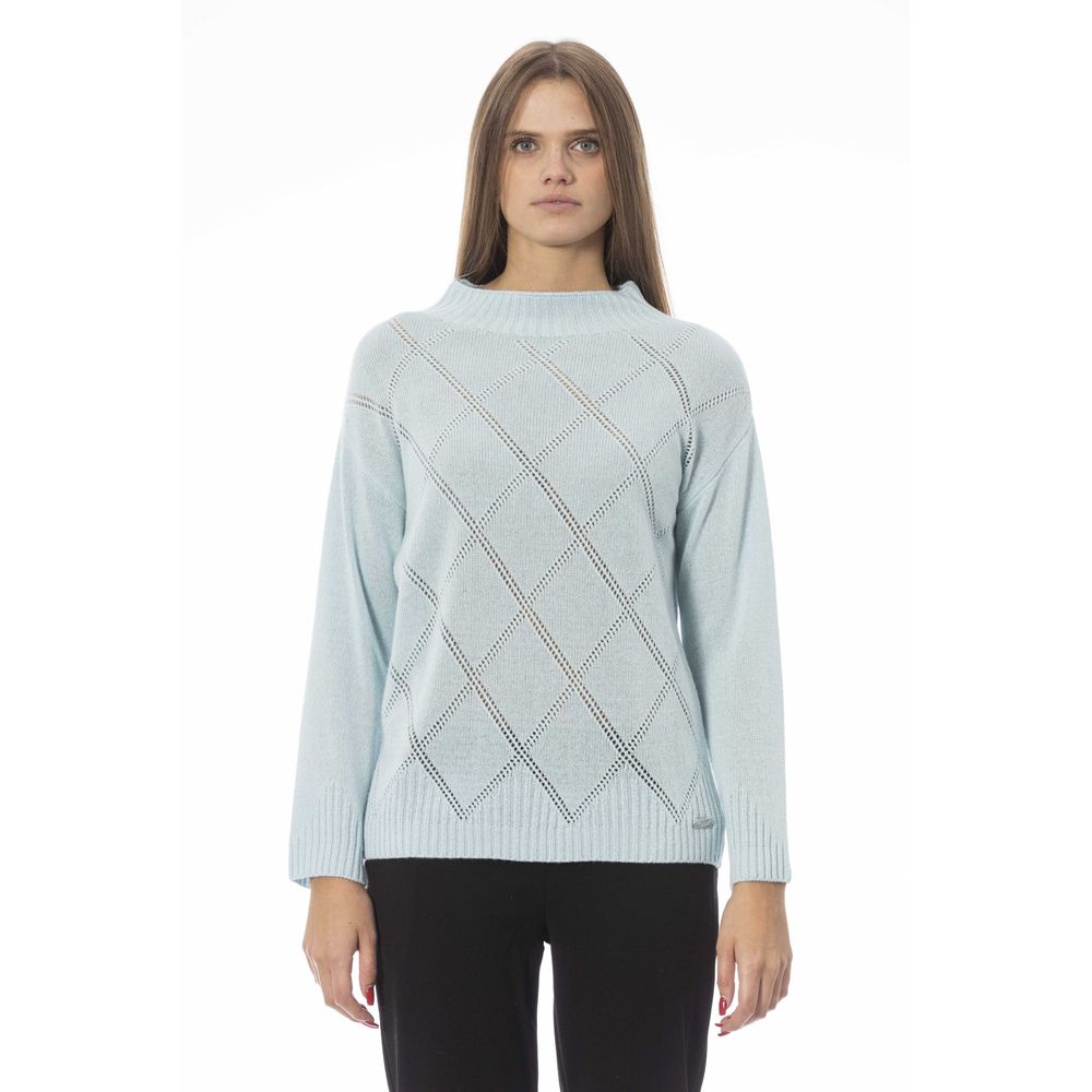 Baldinini Trend Light Blue Wool Women Sweater | Regal Royce