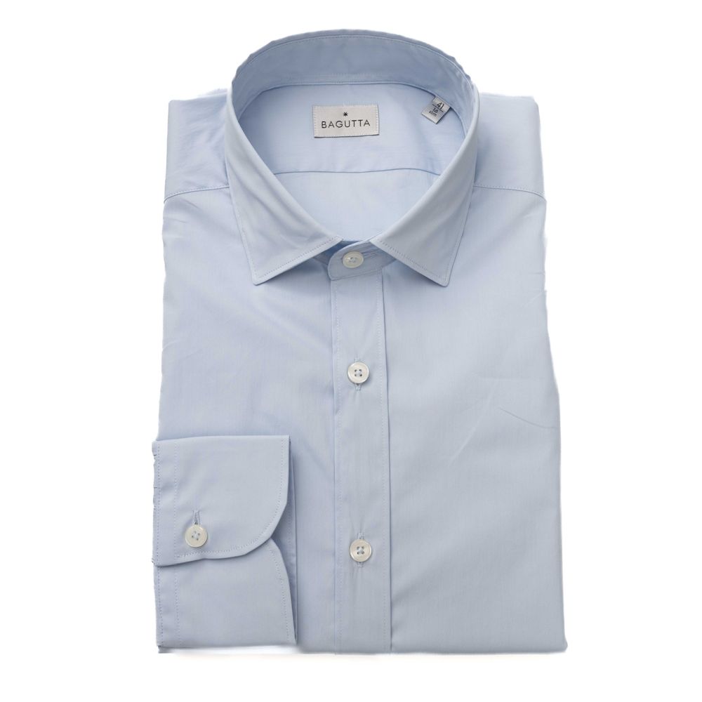 Bagutta Light Blue Cotton Men Shirt | Regal Royce