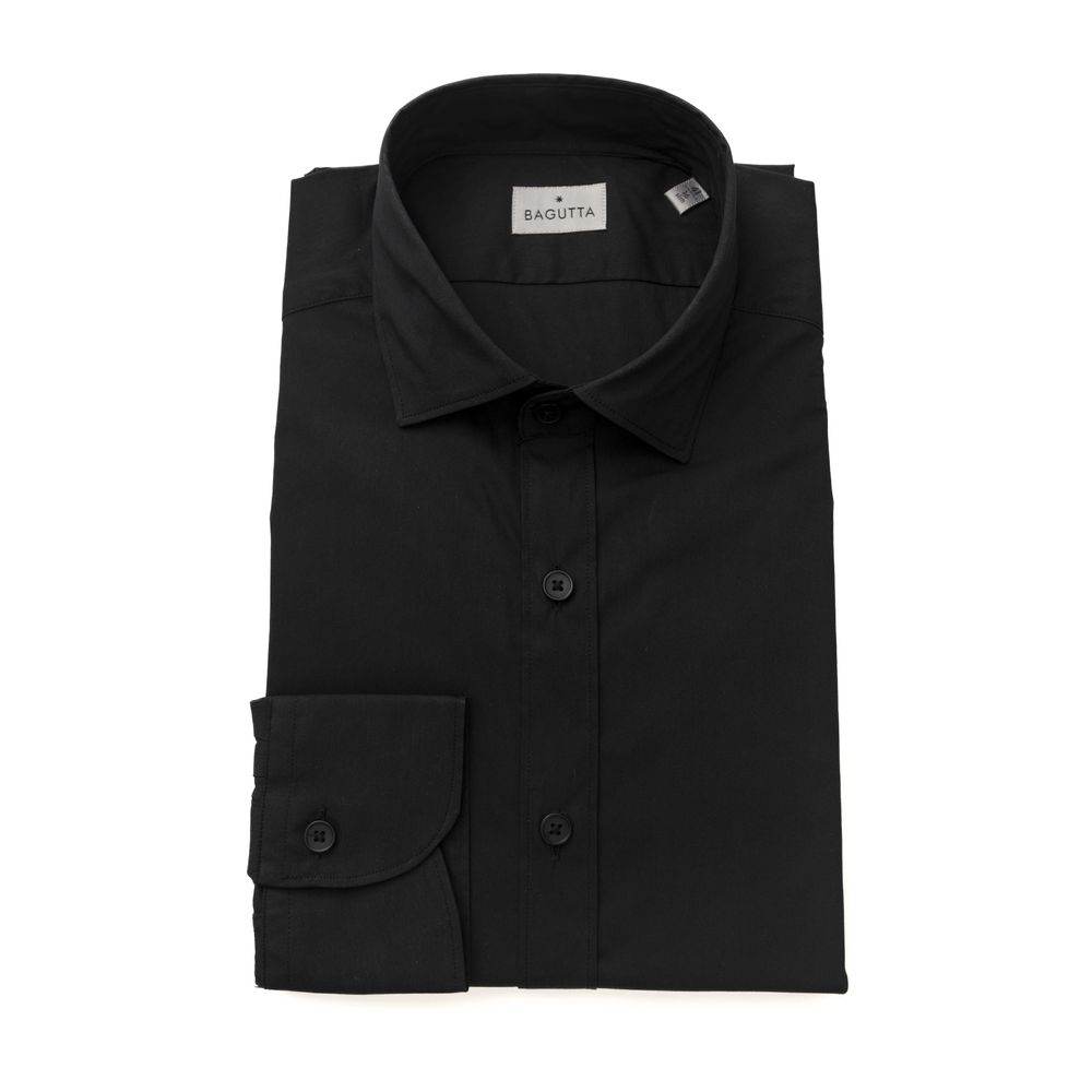 Bagutta Black Cotton Men's Slim Shirt | Regal Royce
