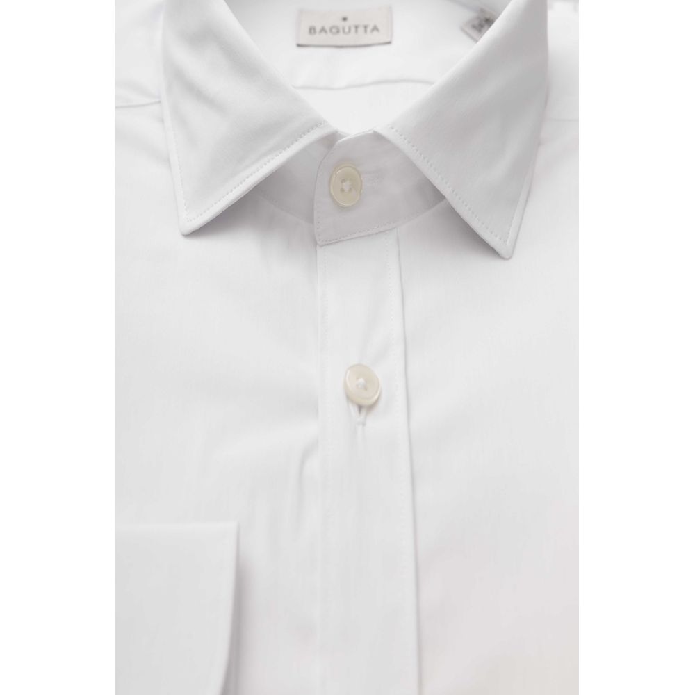 Bagutta White Cotton Men's Shirt Slim Fit With French Collar | Regal Royce