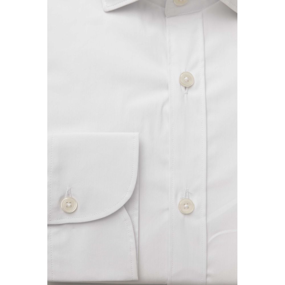 Bagutta White Cotton Men's Shirt Slim Fit With French Collar | Regal Royce