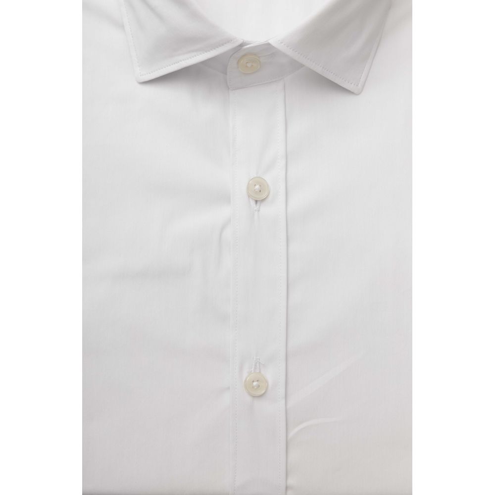 Bagutta White Cotton Men's Shirt Slim Fit With French Collar | Regal Royce