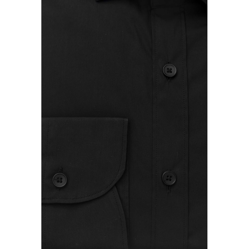 Bagutta Black Cotton Men's Slim Shirt | Regal Royce