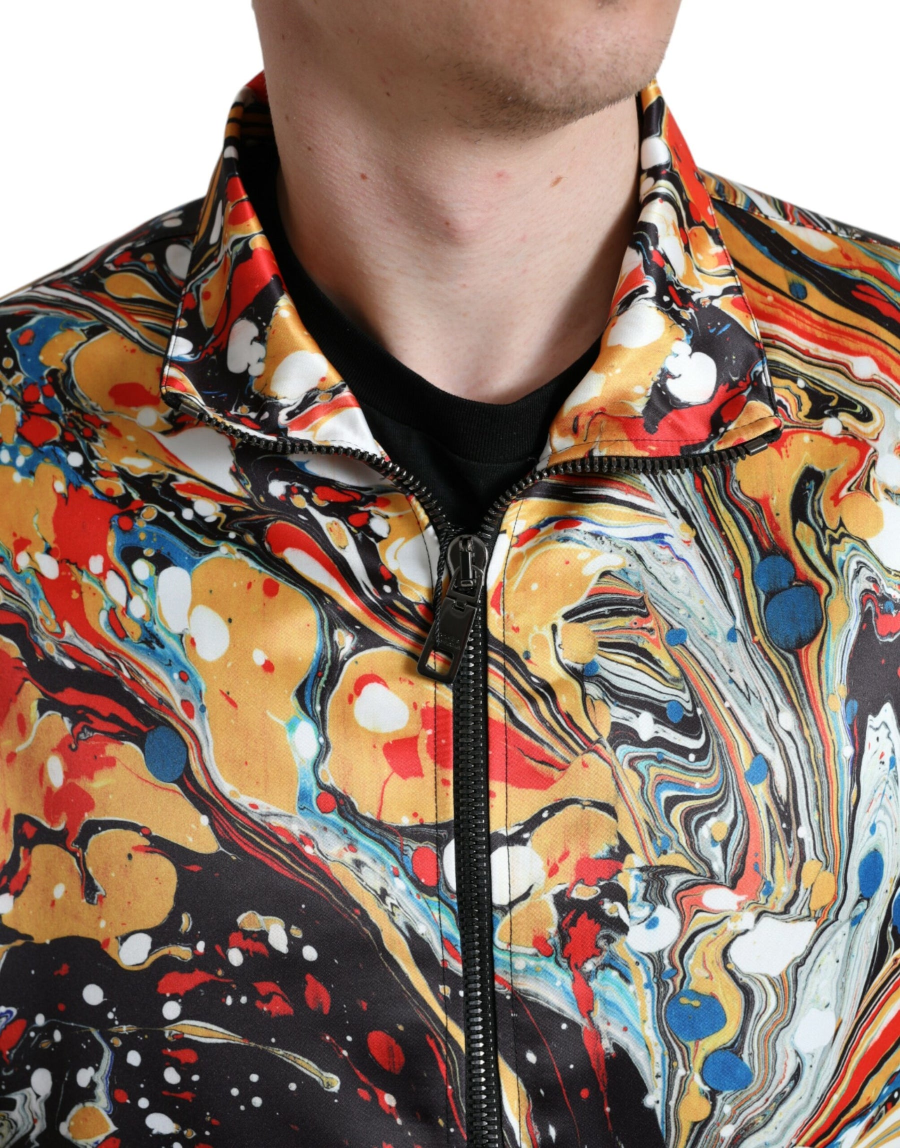 Dolce & Gabbana Multicolor Abstract Polyester Bomber Jacket | Regal Royce
