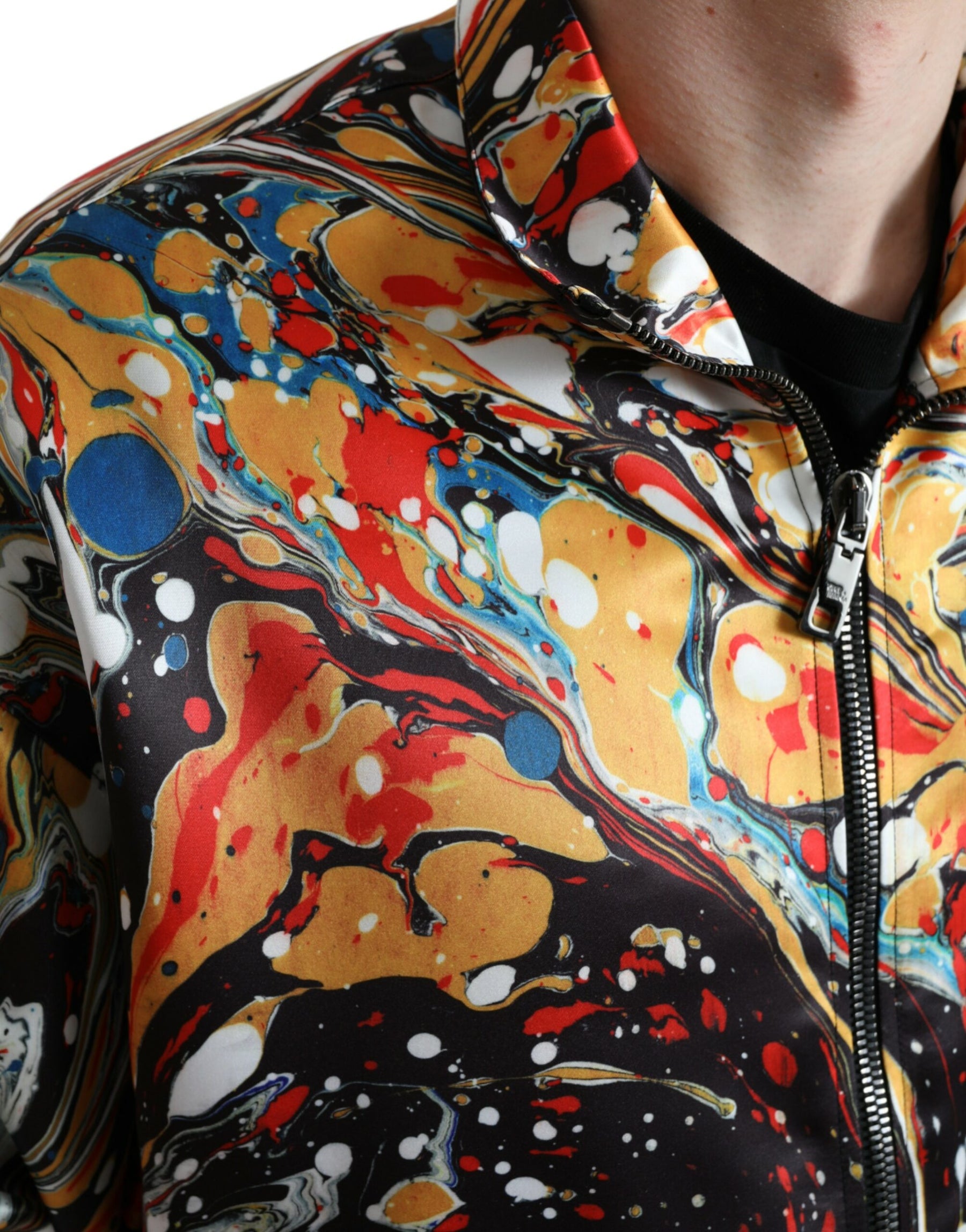 Dolce & Gabbana Multicolor Abstract Polyester Bomber Jacket | Regal Royce
