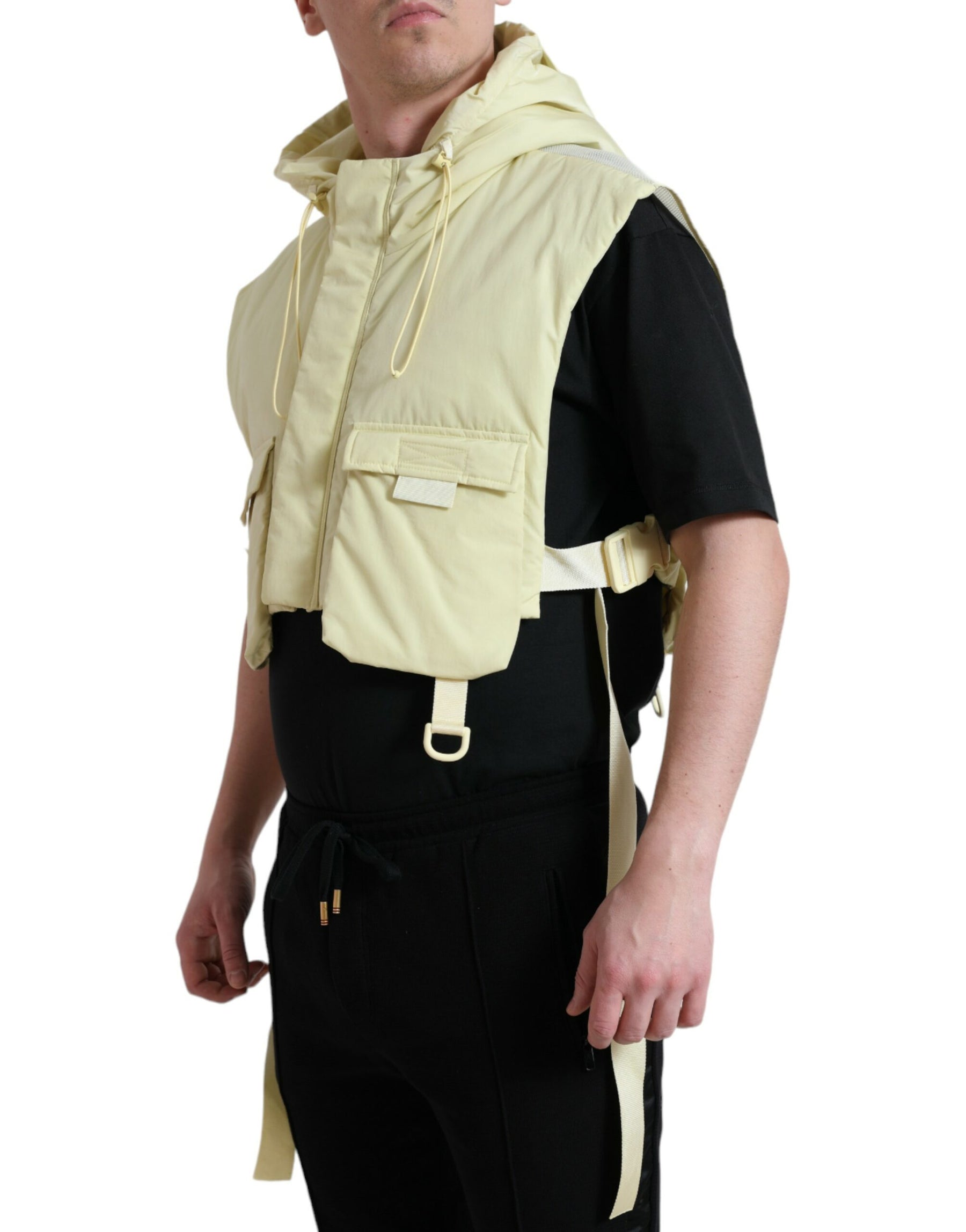 Dolce & Gabbana Yellow Nylon Hooded Sportswear Vest Jacket | Regal Royce