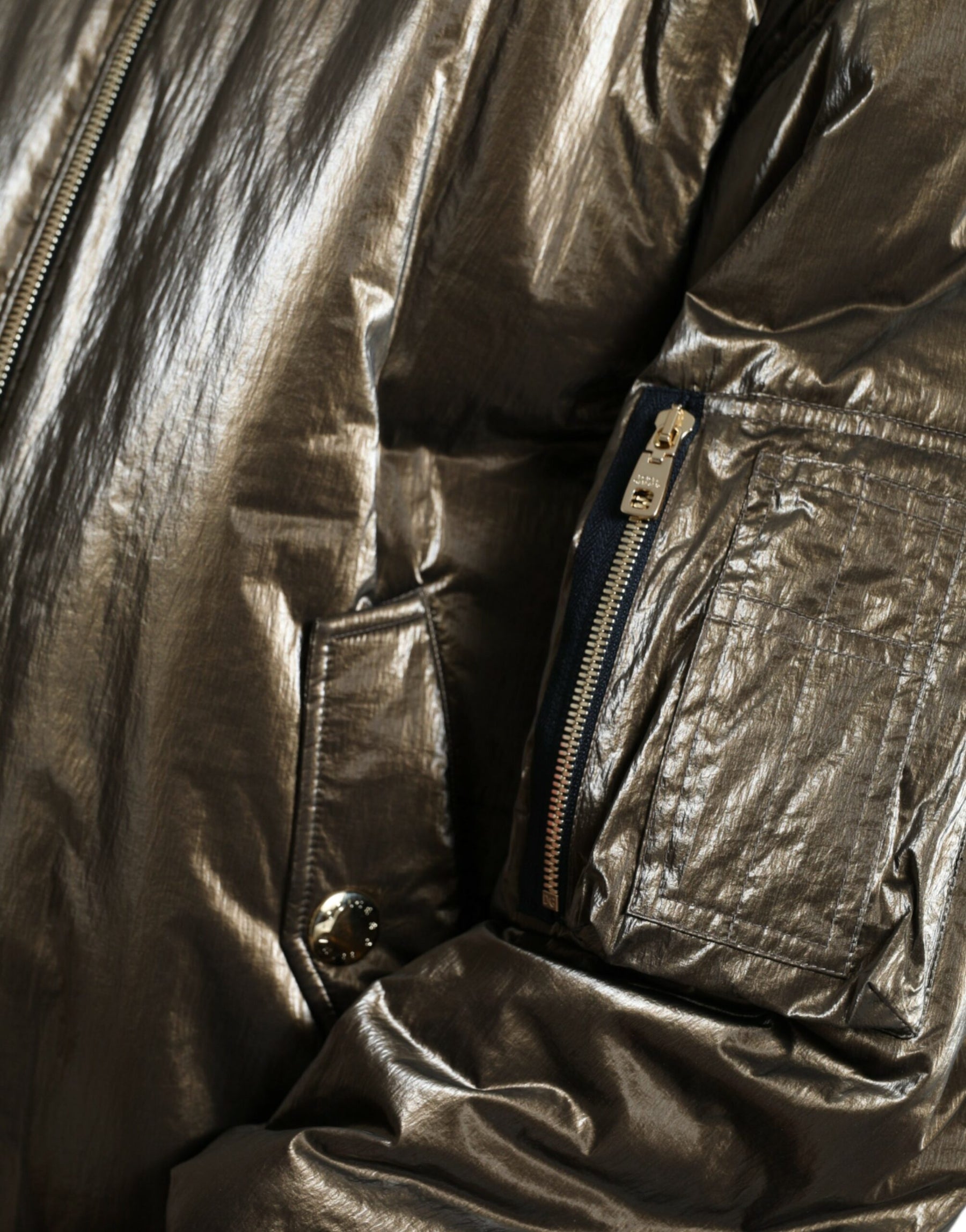 Dolce & Gabbana Bronze Nylon Full Zip Men Bomber Jacket | Regal Royce