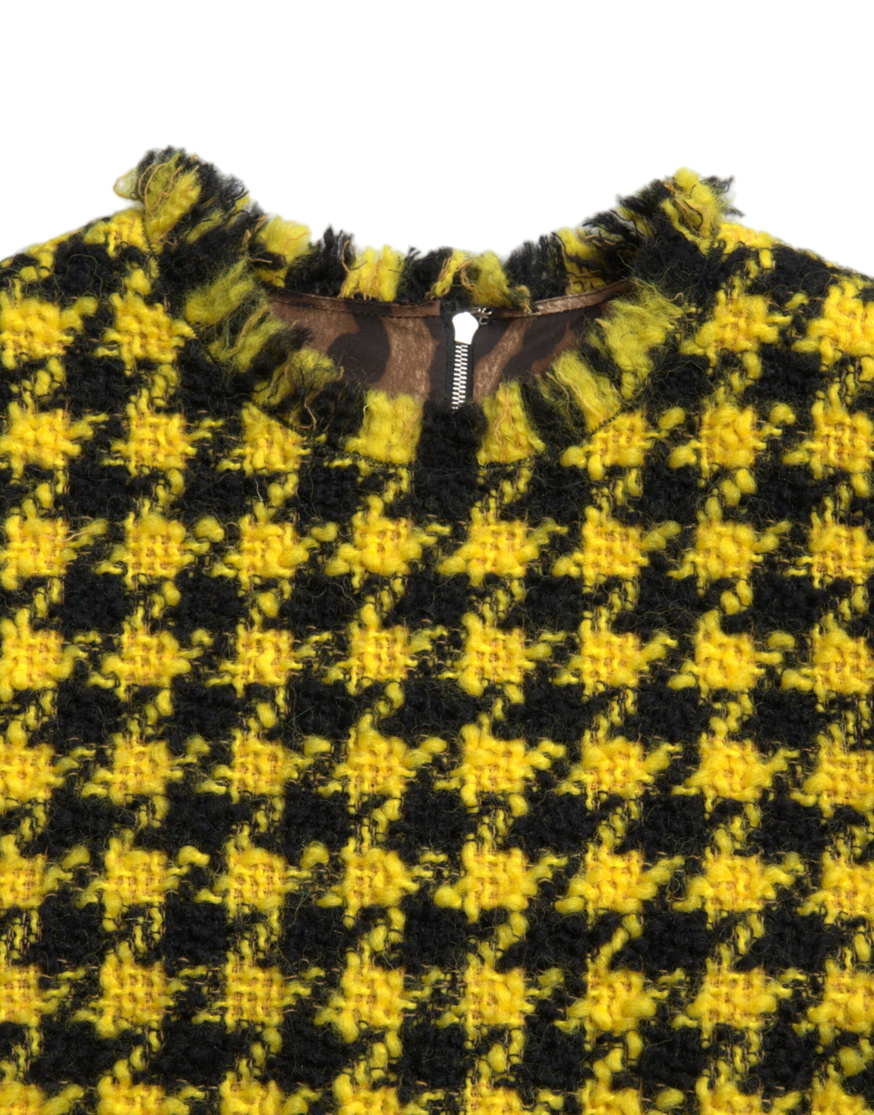 Dolce & Gabbana Yellow Houndstooth Sleeveless Aline Mini Dress | Regal Royce