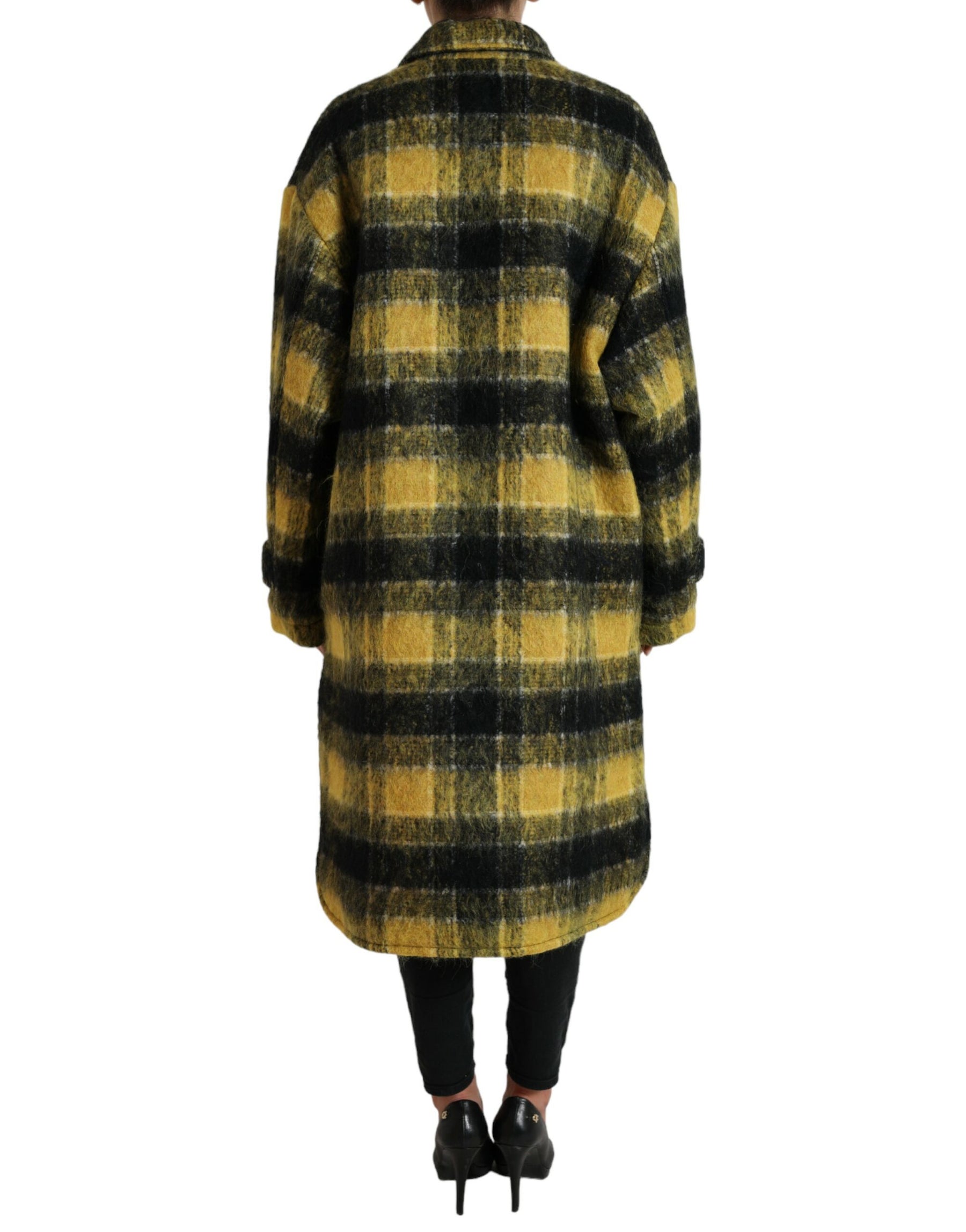 Dolce & Gabbana Yellow Plaid Long Sleeve Casual Coat Jacket | Regal Royce