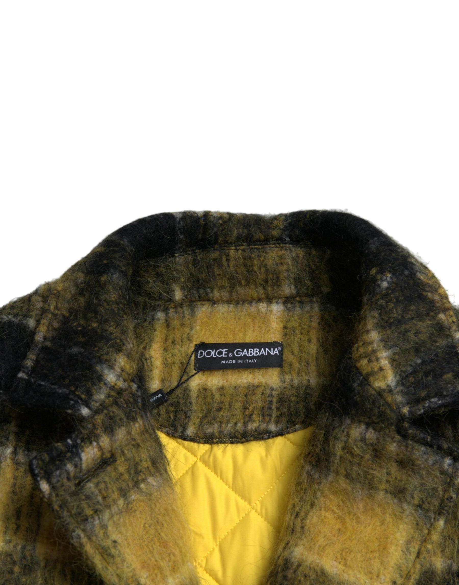 Dolce & Gabbana Yellow Plaid Long Sleeve Casual Coat Jacket | Regal Royce