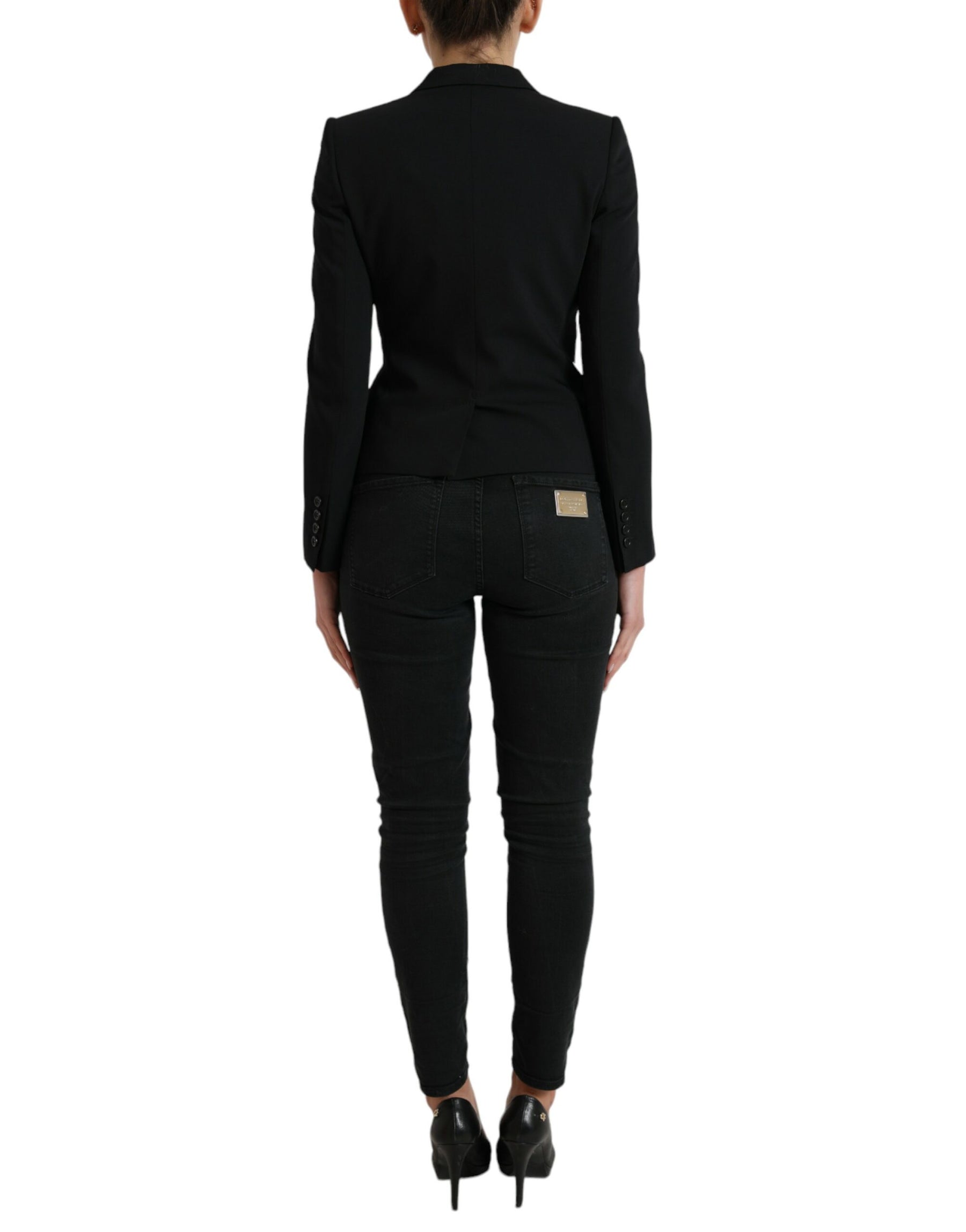 Dolce & Gabbana Black Wool Single Breasted Blazer Coat Jacket | Regal Royce