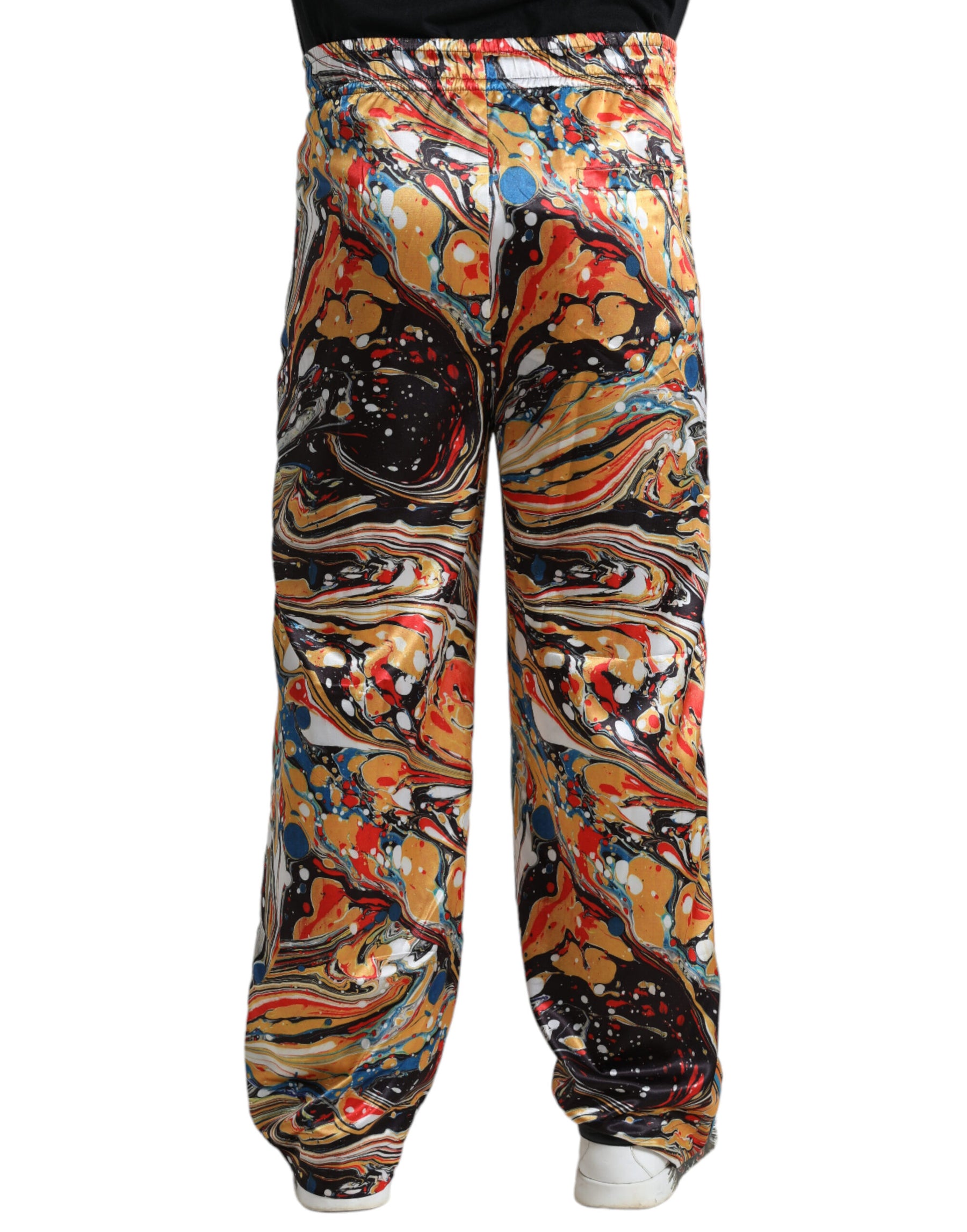 Dolce & Gabbana Multicolor Marble Print Satin Pants | Regal Royce