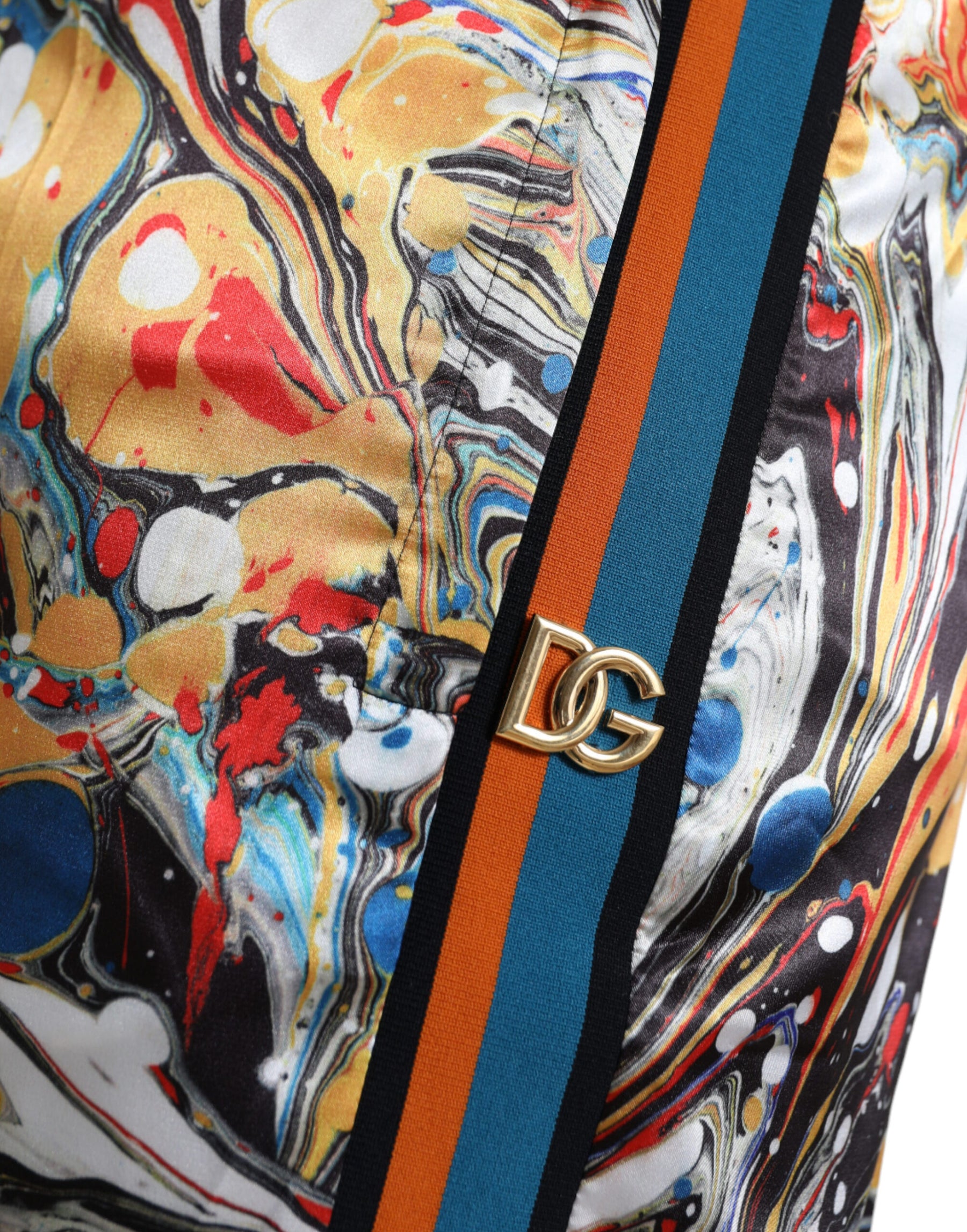 Dolce & Gabbana Multicolor Marble Print Satin Pants | Regal Royce
