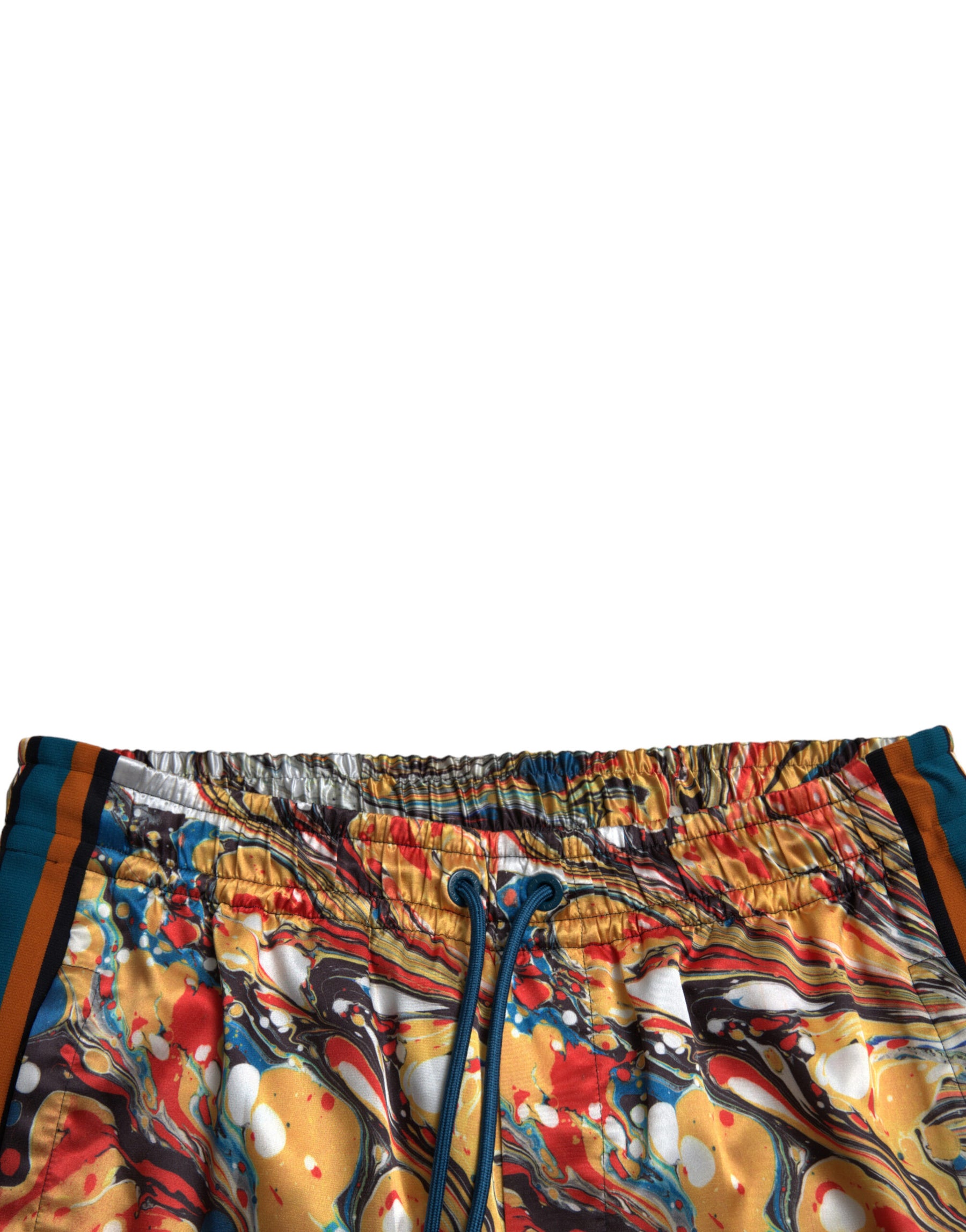 Dolce & Gabbana Multicolor Marble Print Satin Pants | Regal Royce