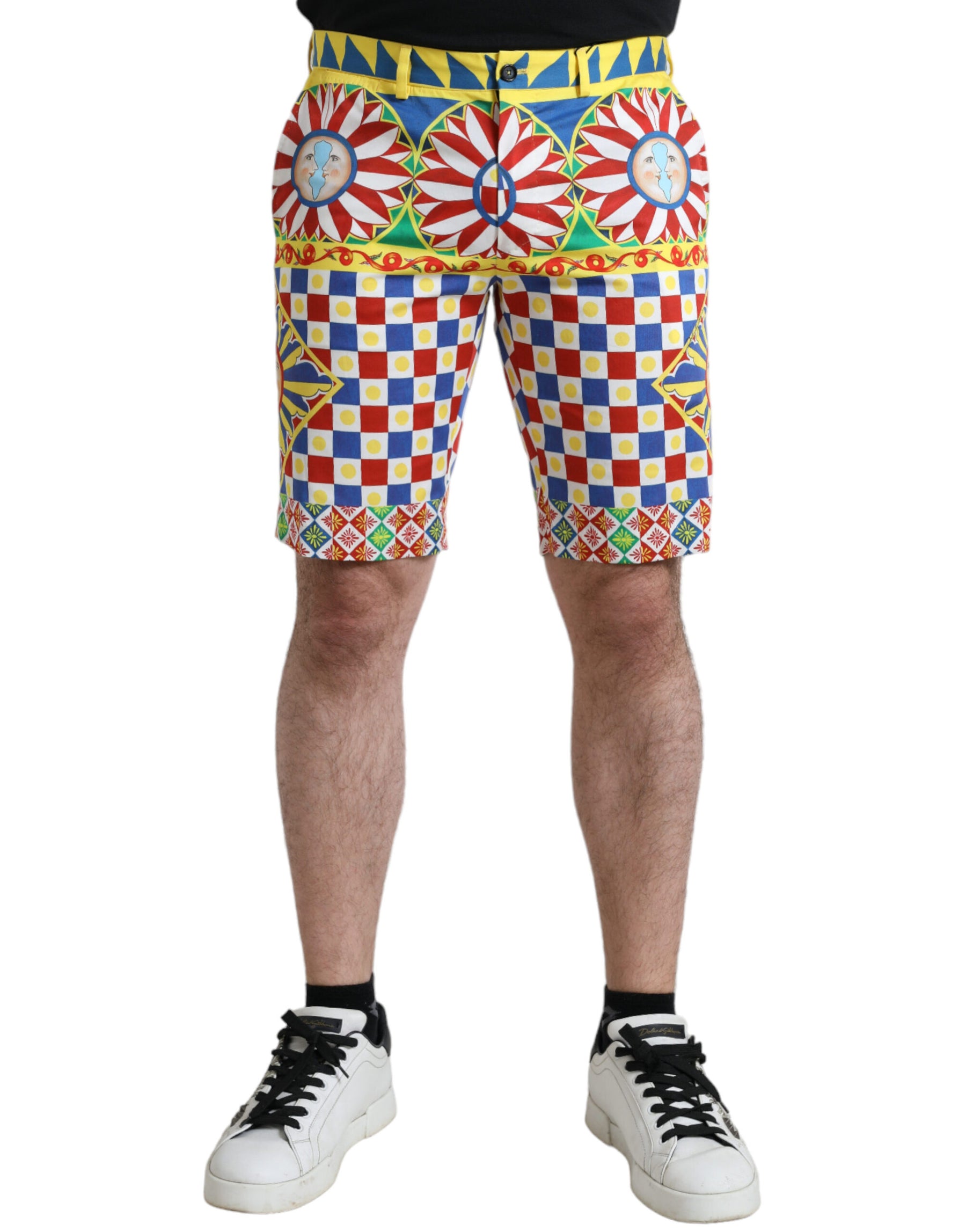 Dolce & Gabbana Multicolor Carretto Print Men Bermuda Shorts | Regal Royce