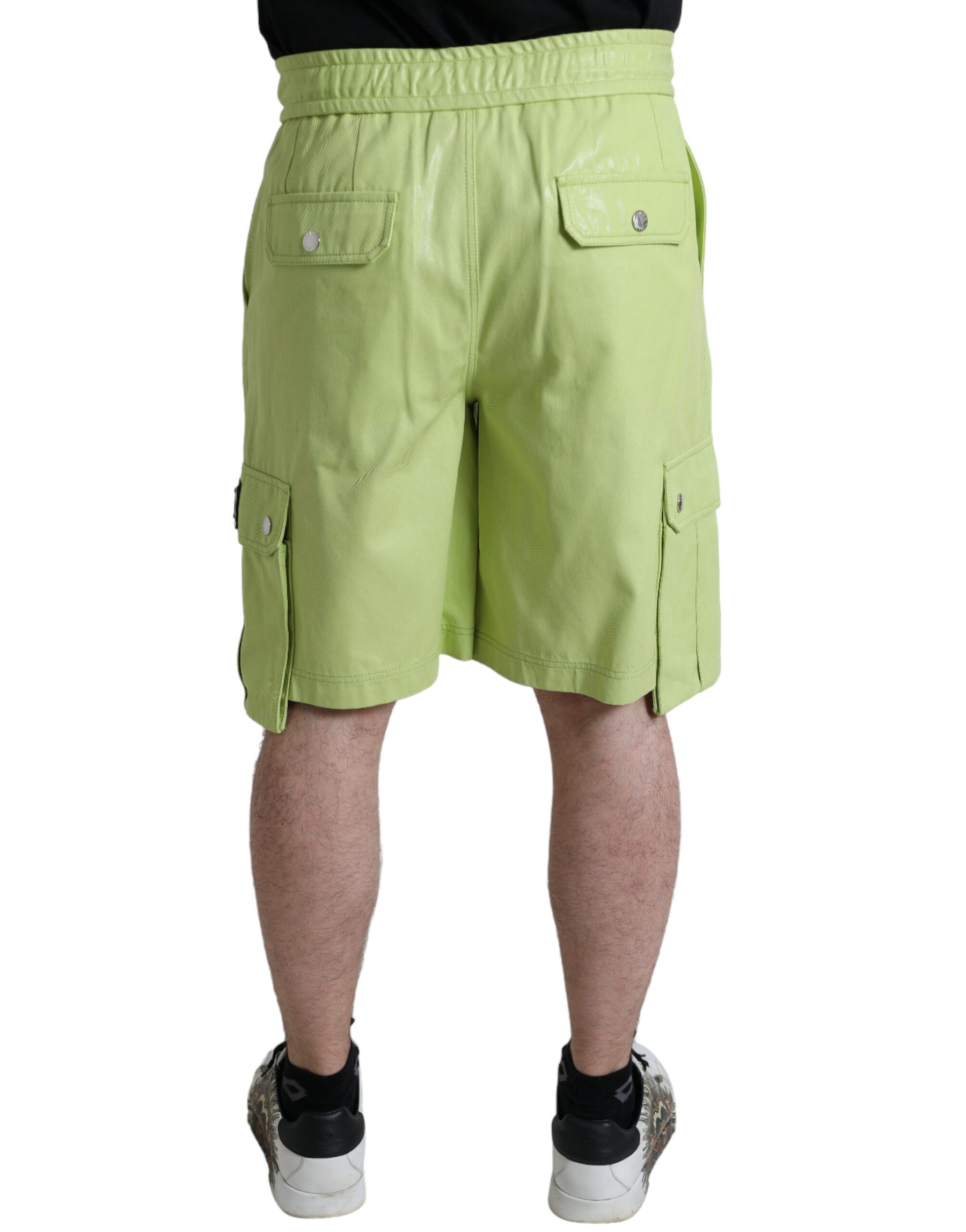 Dolce & Gabbana Light Green Cotton Men Cargo Bermuda Shorts | Regal Royce