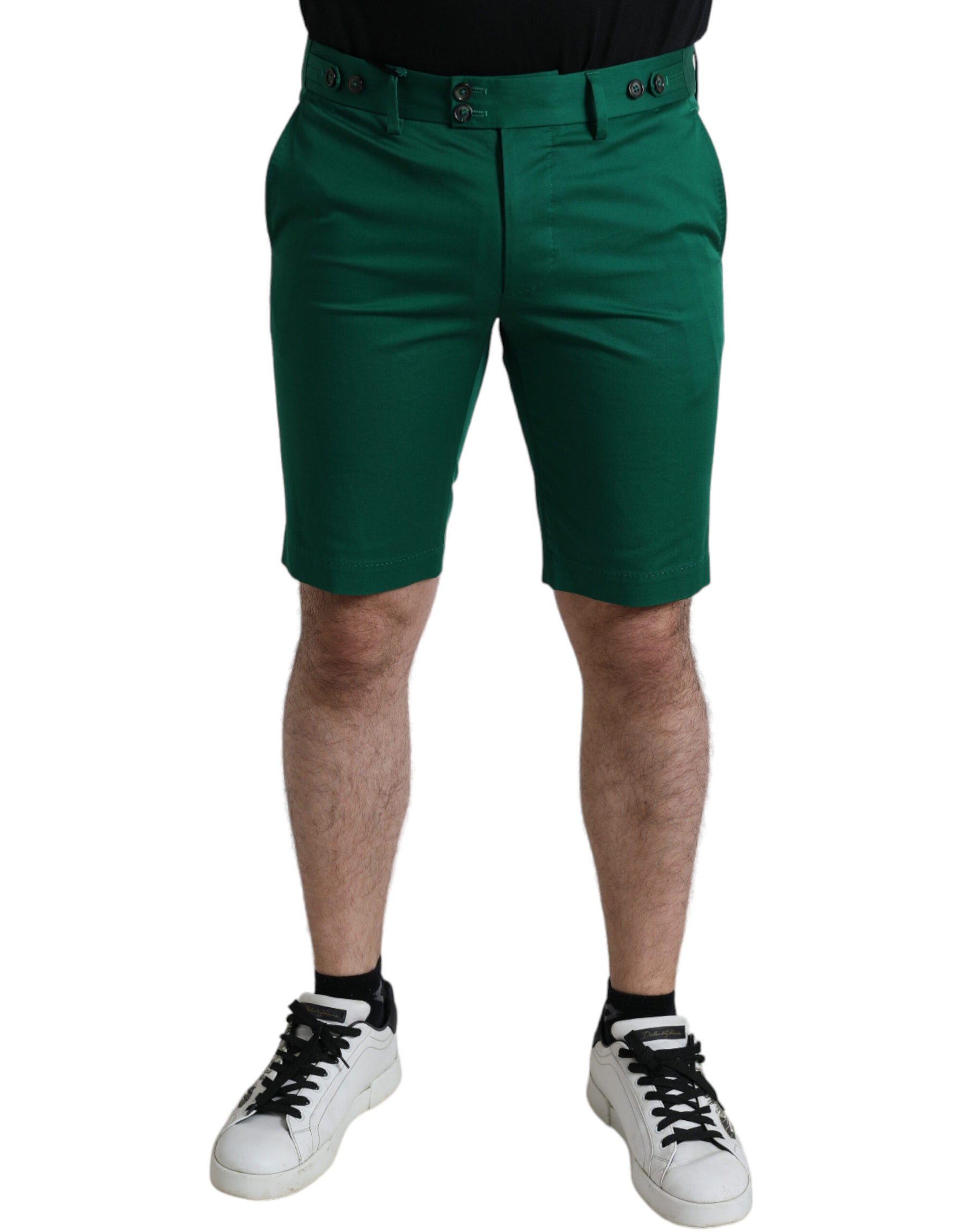 Dolce & Gabbana Deep Green Cotton Stretch Men Bermuda Shorts | Regal Royce
