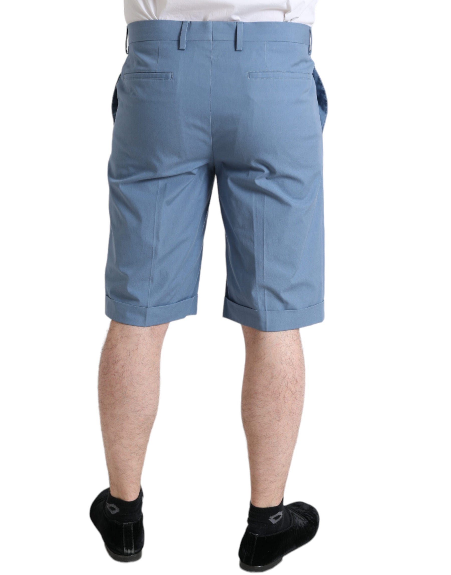 Dolce & Gabbana Sky Blue Cotton Folded Hem Men Bermuda Shorts | Regal Royce