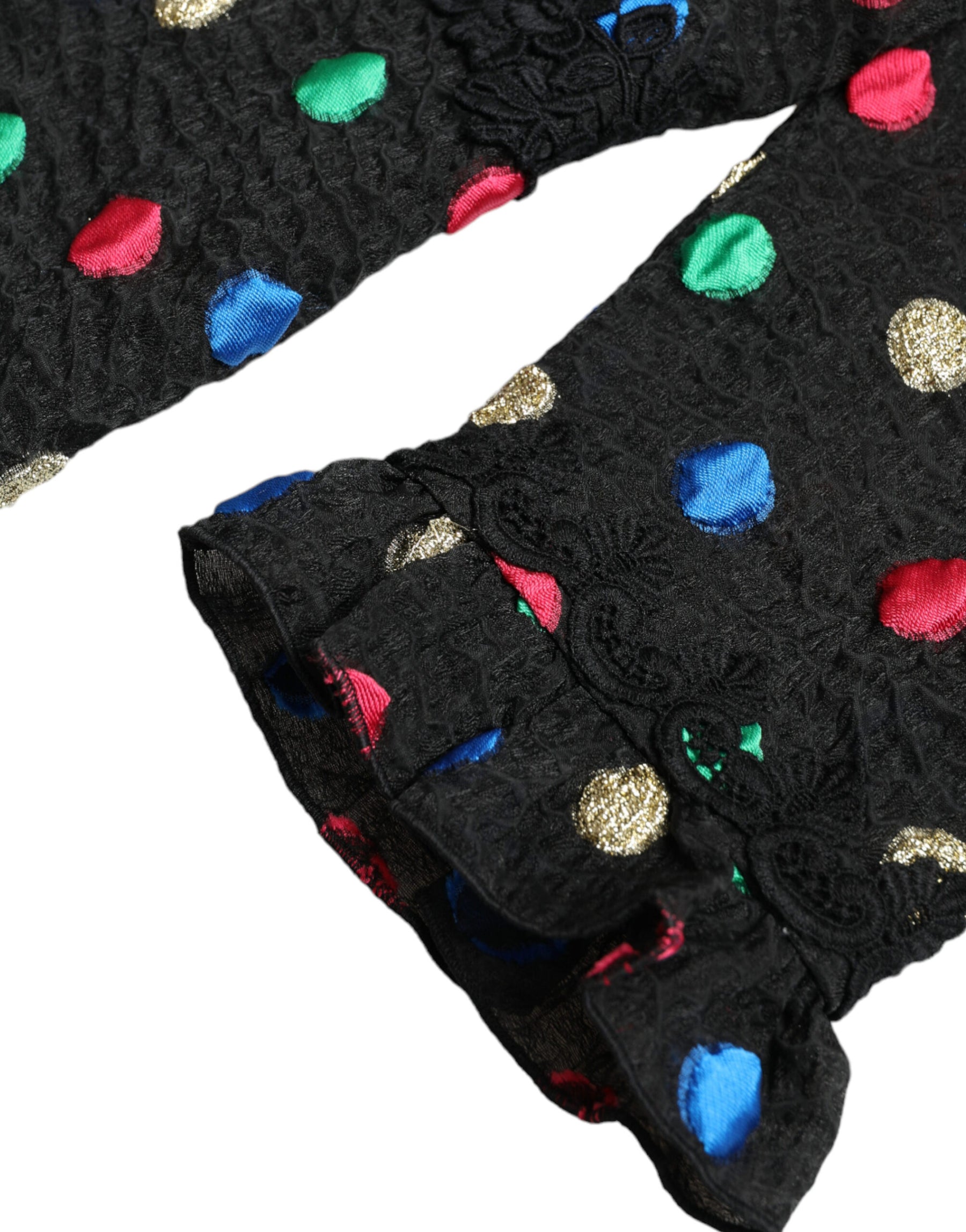 Dolce & Gabbana Black Polka Dot Ruffle Cotton Midi Dress | Regal Royce