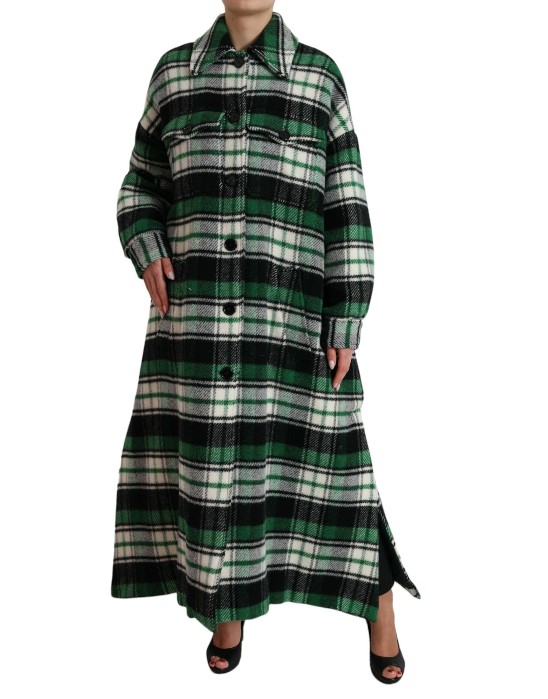Dolce & Gabbana Green Plaid Long Sleeve Casual Coat Jacket | Regal Royce