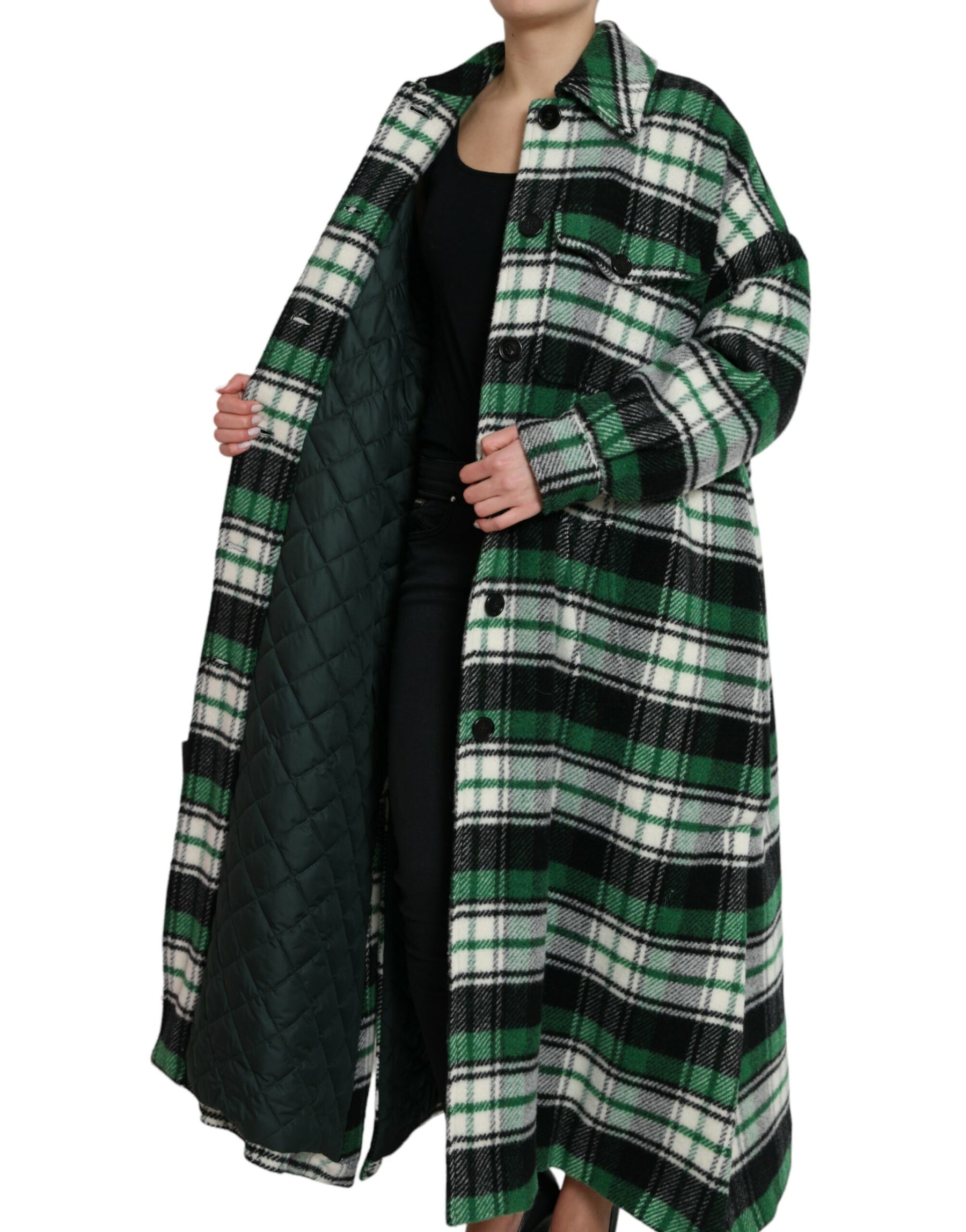 Dolce & Gabbana Green Plaid Long Sleeve Casual Coat Jacket | Regal Royce
