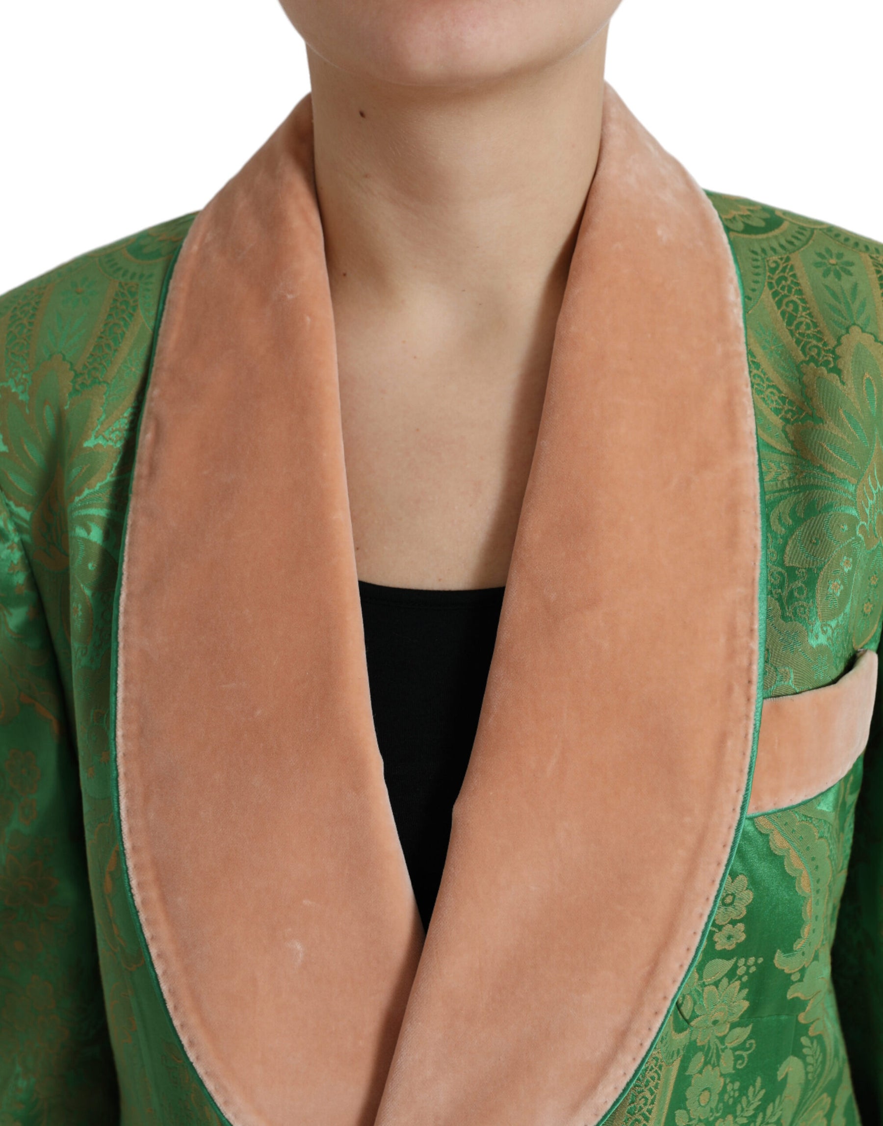 Dolce & Gabbana Green Floral Double Breasted Coat Jacket | Regal Royce