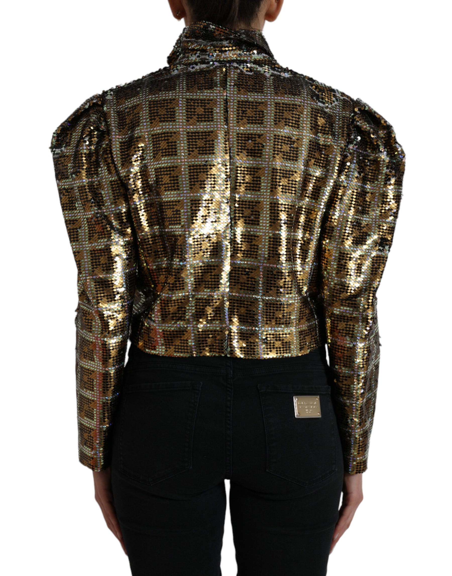 Dolce & Gabbana Multicolor Polyester Sequined Cropped Jacket | Regal Royce