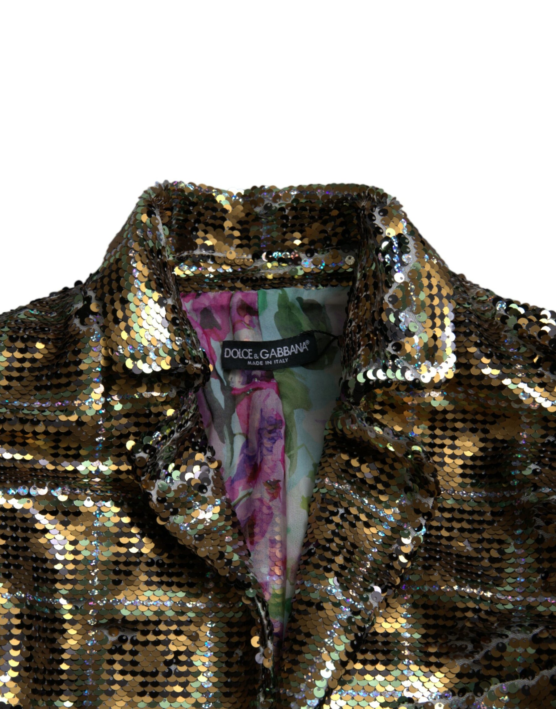 Dolce & Gabbana Multicolor Polyester Sequined Cropped Jacket | Regal Royce