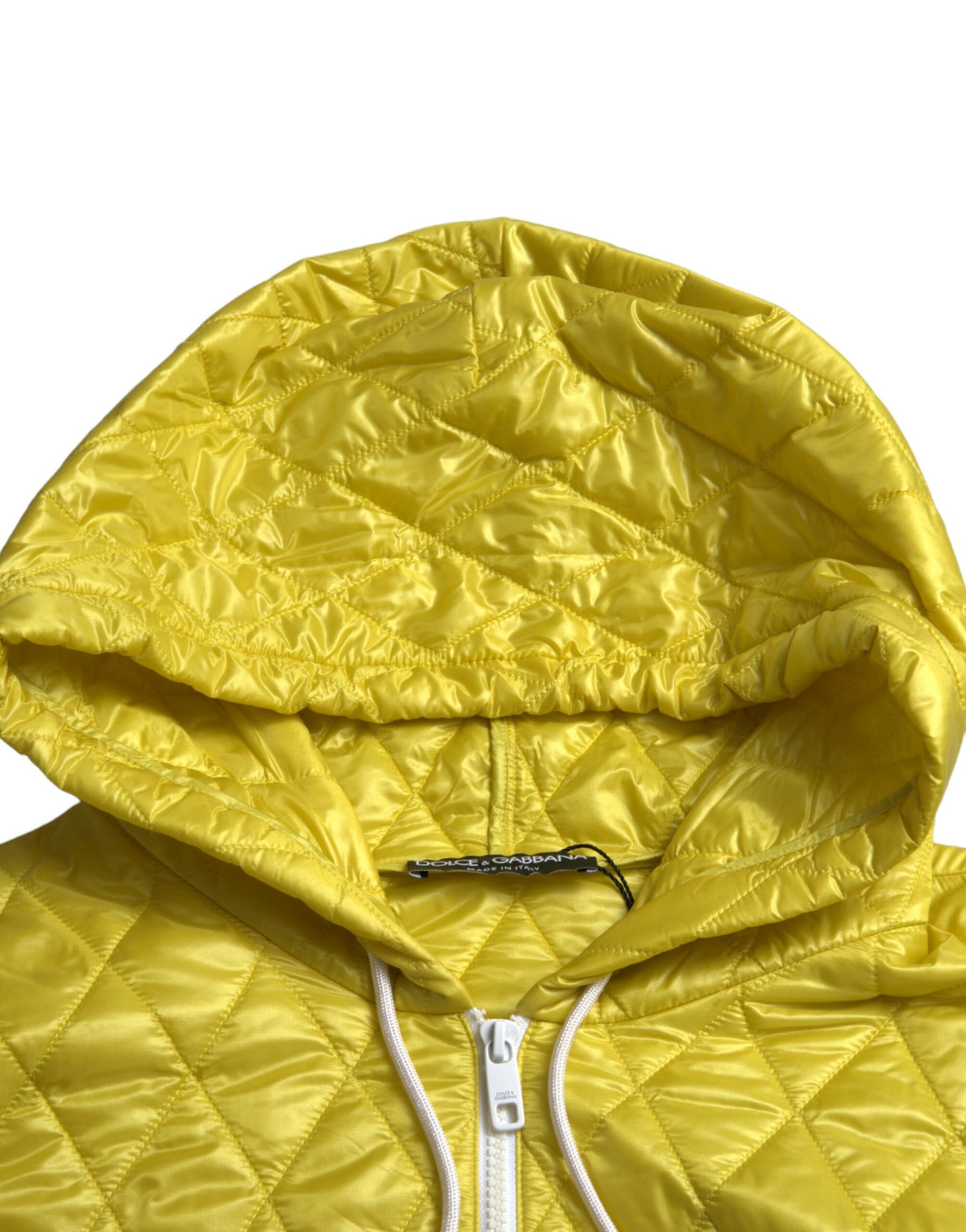 Dolce & Gabbana Yellow Nylon Quilted Hooded Pullover Jacket | Regal Royce