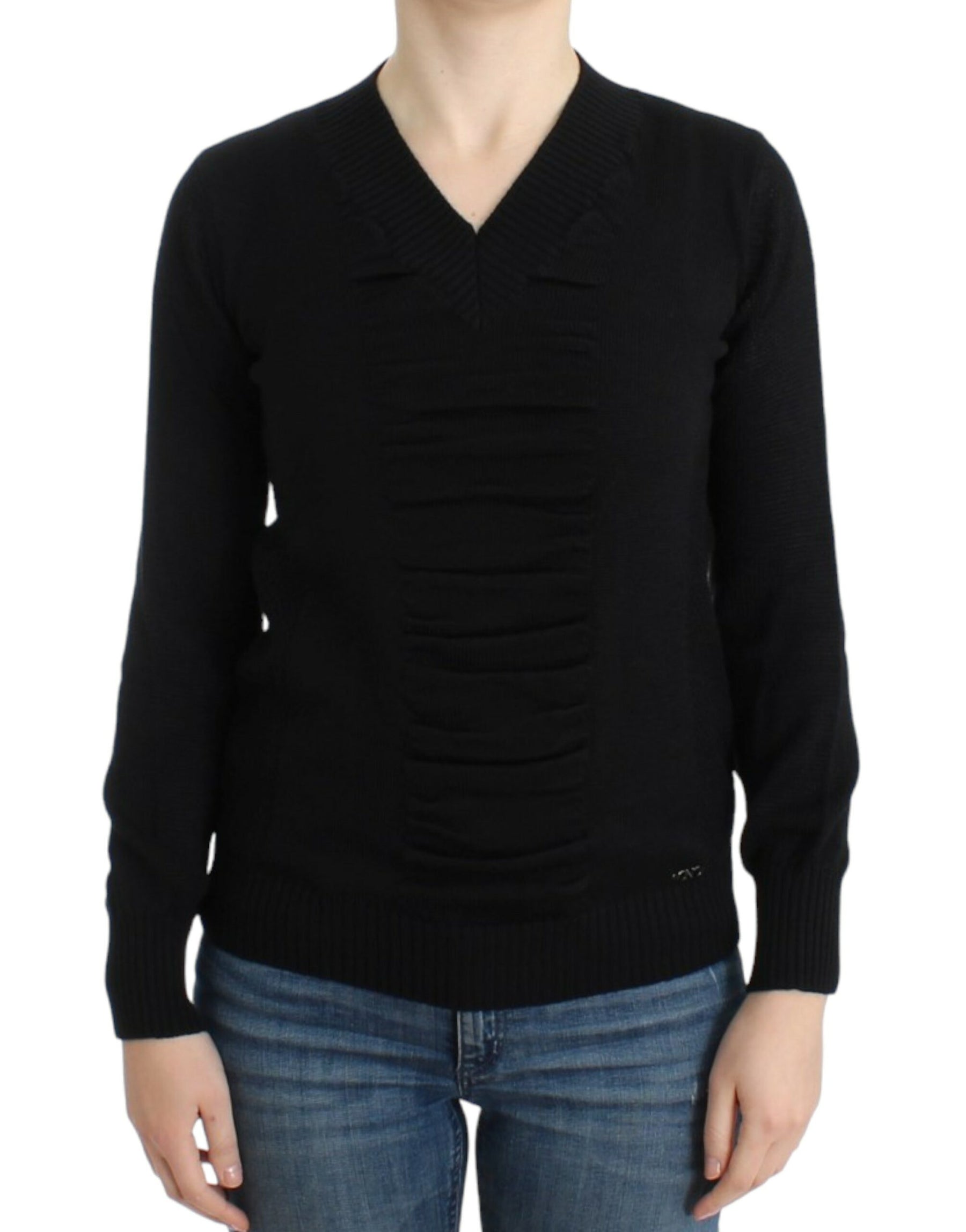 Costume National Black V-neck wool sweater | Regal Royce